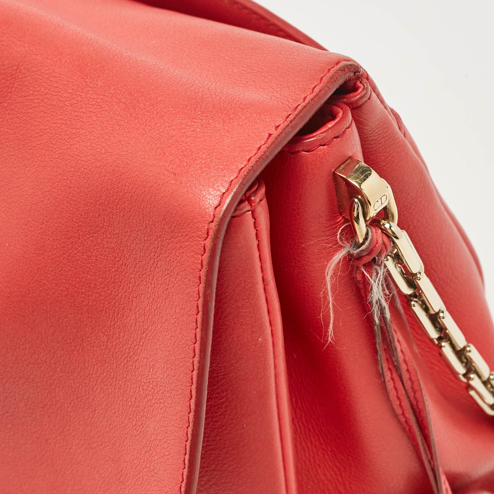 Dior Coral Pink Leather Large Diorling Shoulder Bag 