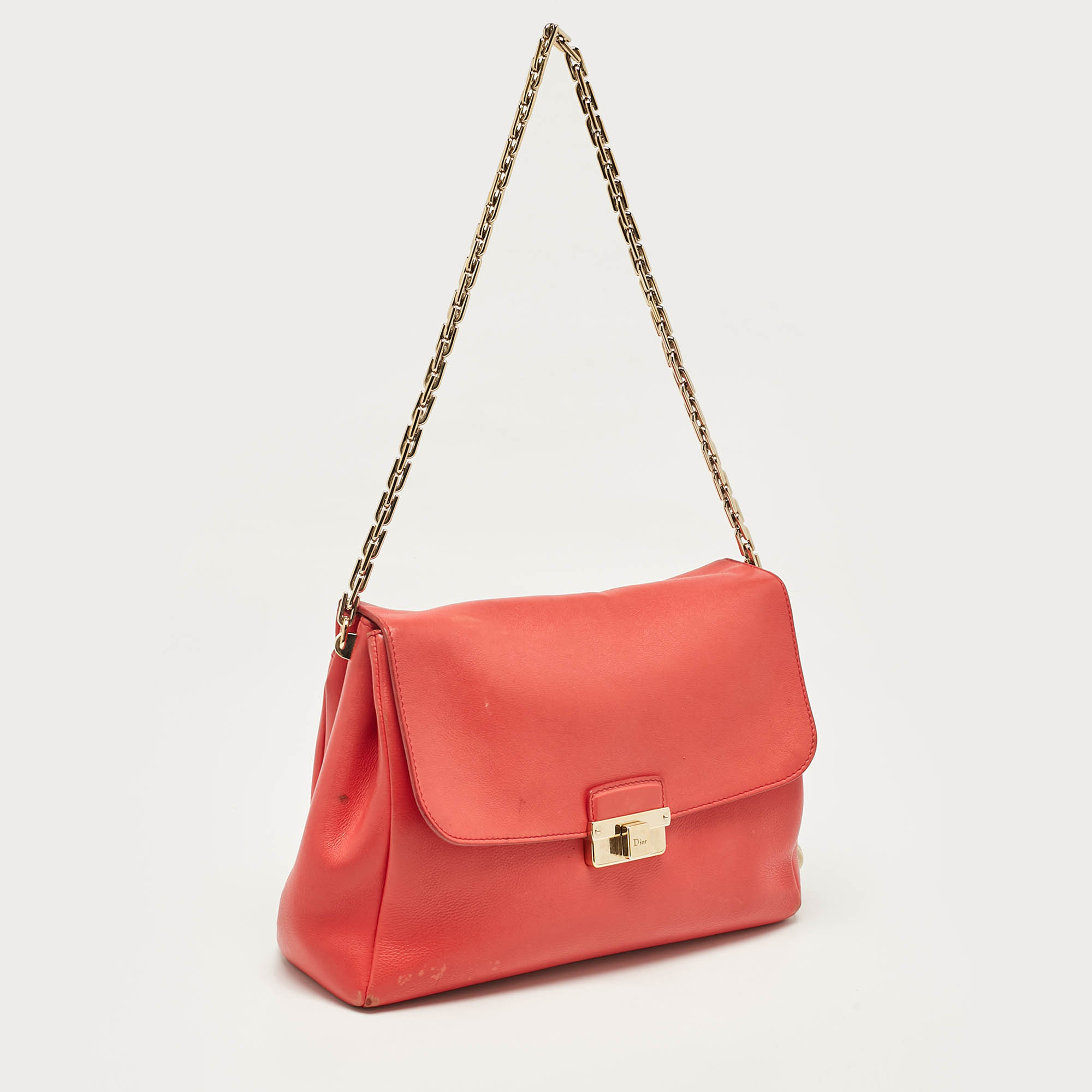 Dior Coral Pink Leather Large Diorling Shoulder Bag 