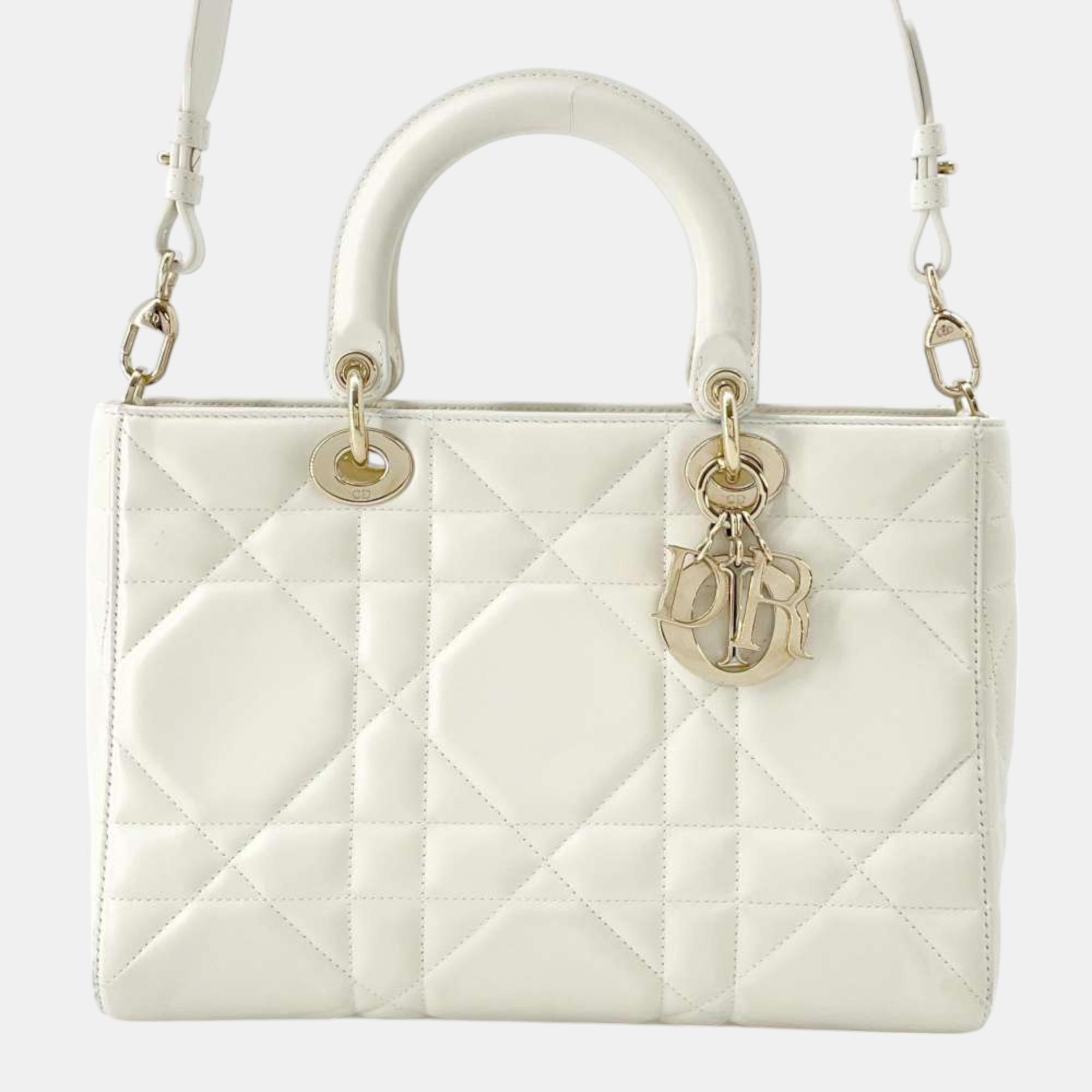 

Dior White Leather Lady D-Sire bag