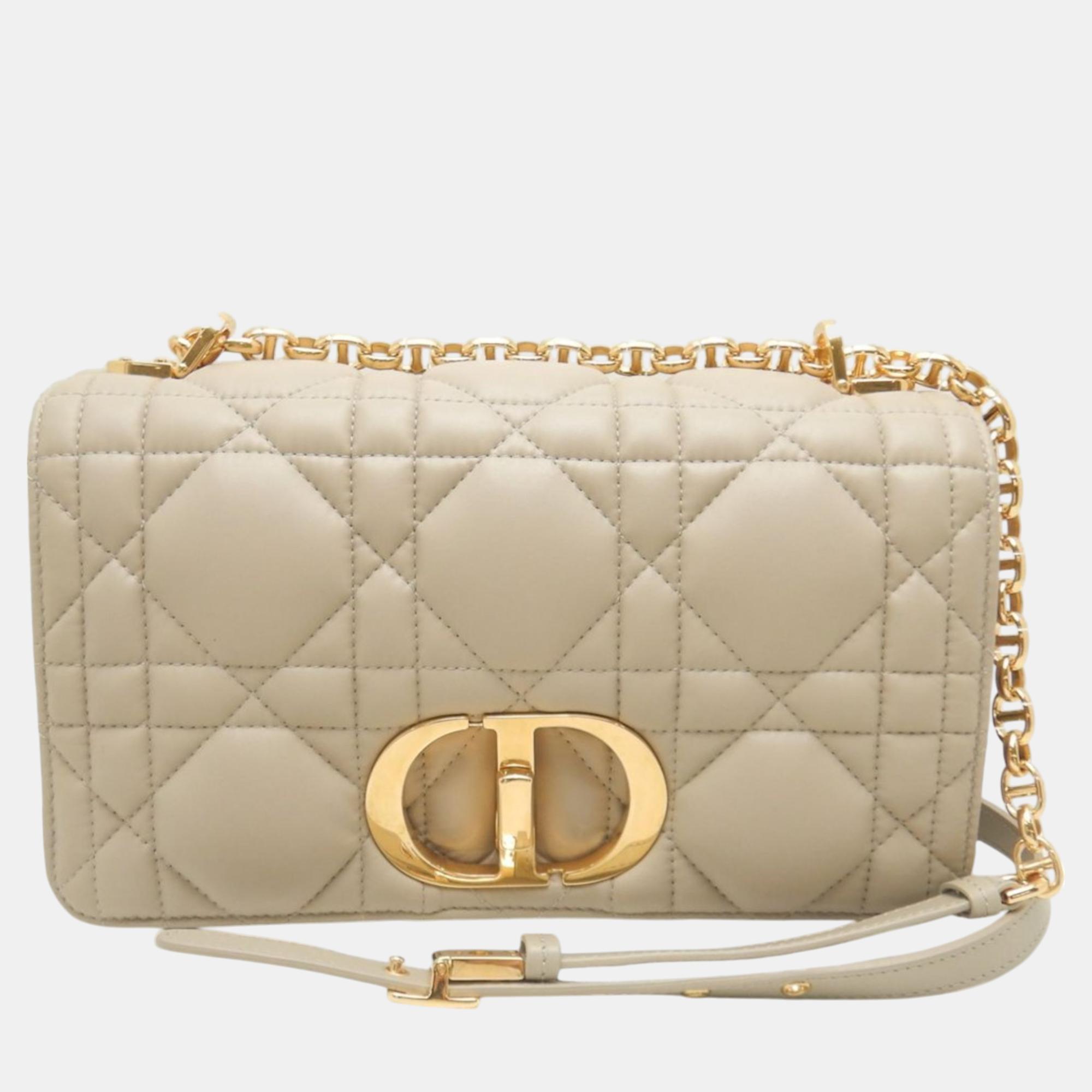 

Christian Dior Beige Calfskin Dior Caro Medium Macrocannage Shoulder Bag