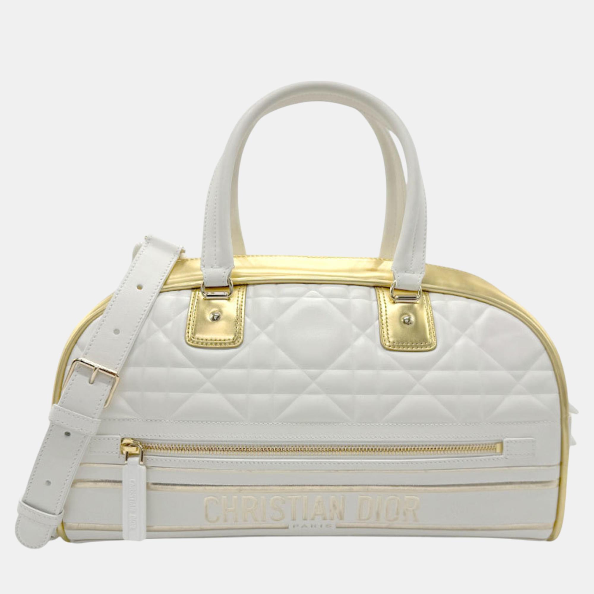 

Christian Dior Leather Rubber White X Gold Vibe Medium Boston Bag