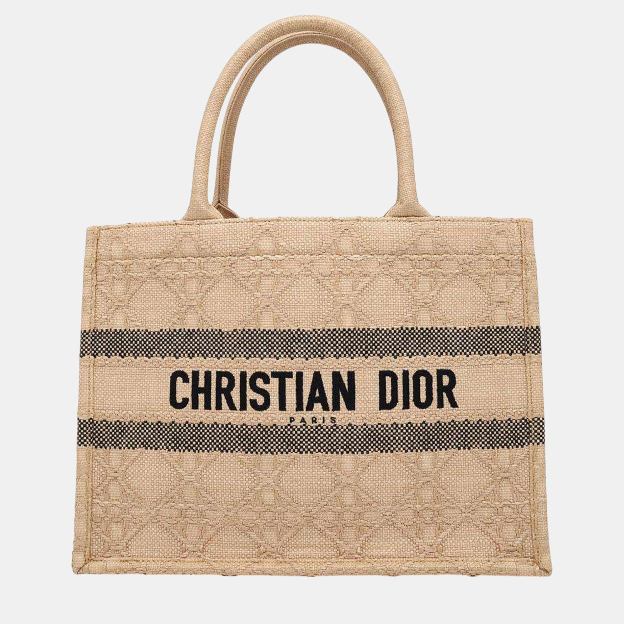 

Christian Dior Raffia Book Medium Tote Bag, Beige