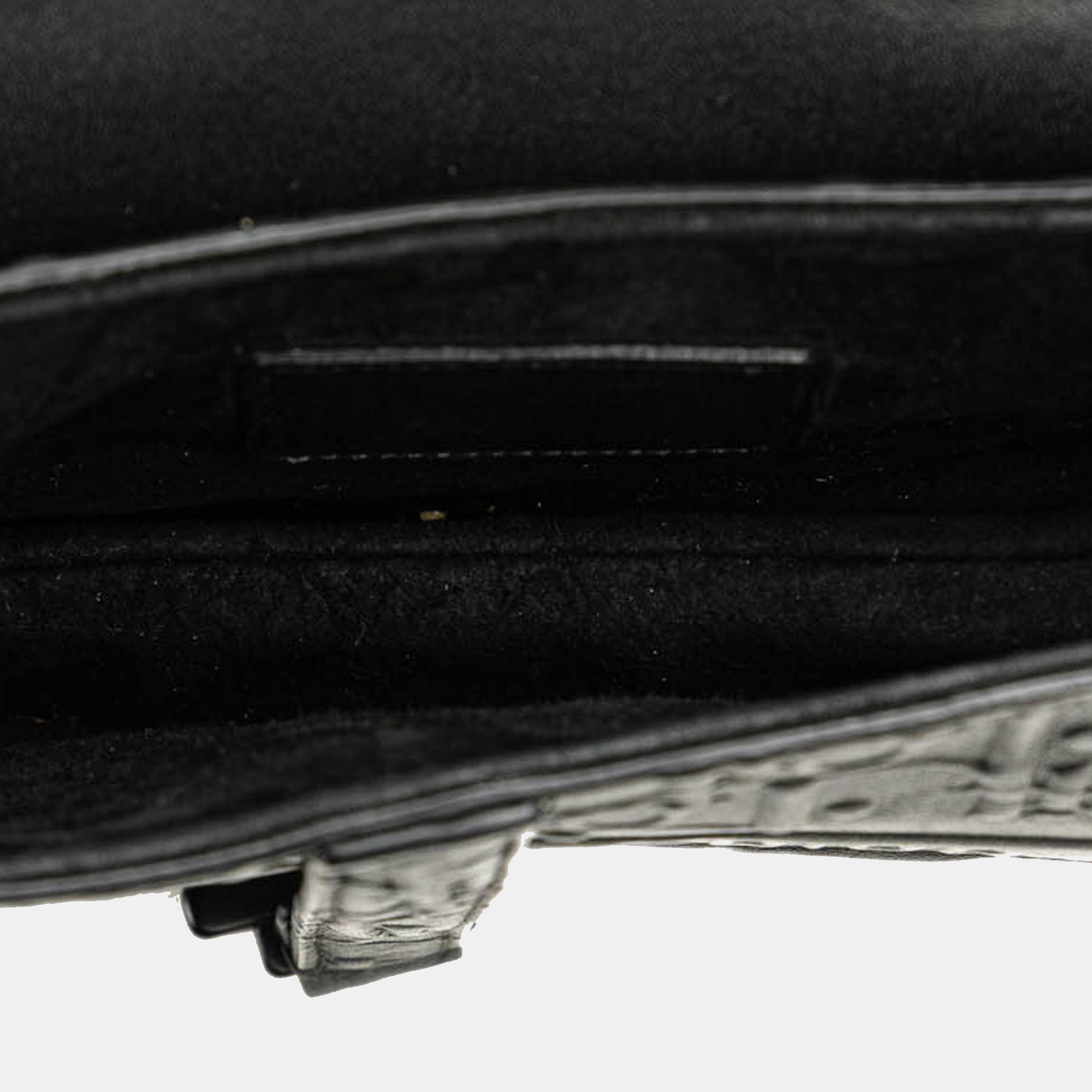 Dior Black Leather Mini Embossed Calfskin Oblique Saddle Bag 