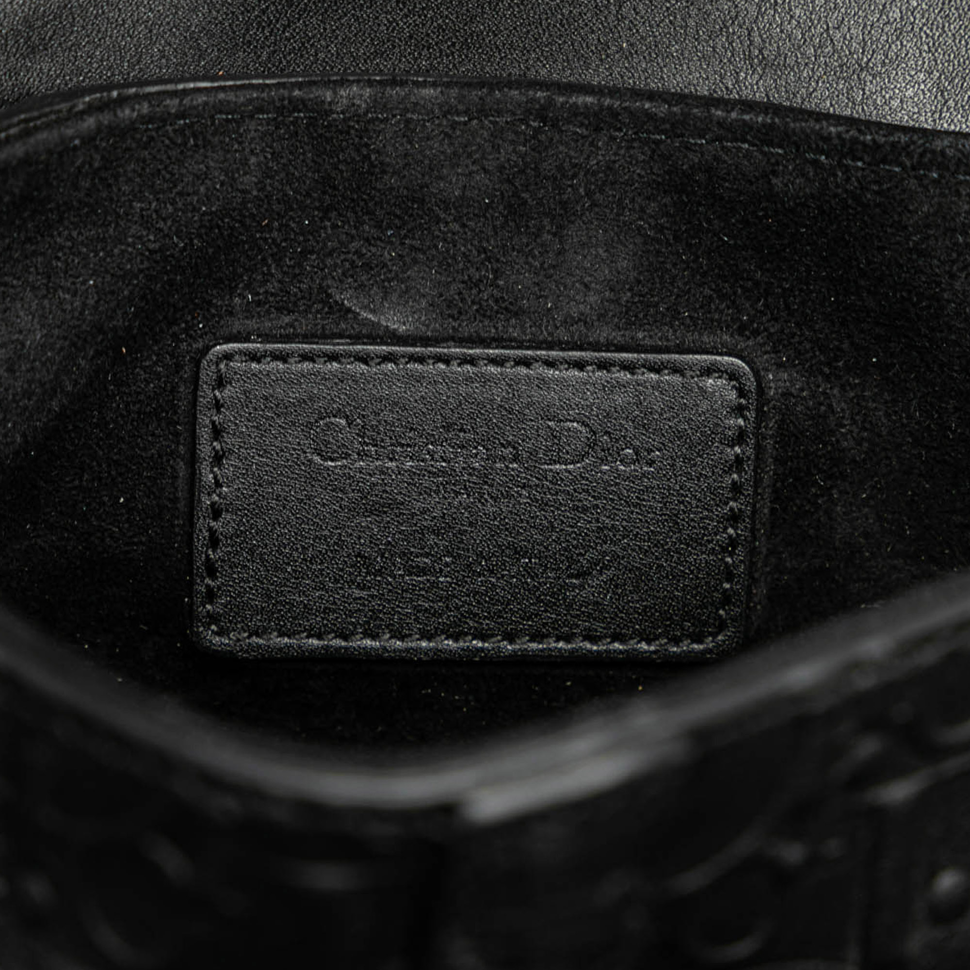 Dior Black Leather Mini Embossed Calfskin Oblique Saddle Bag 