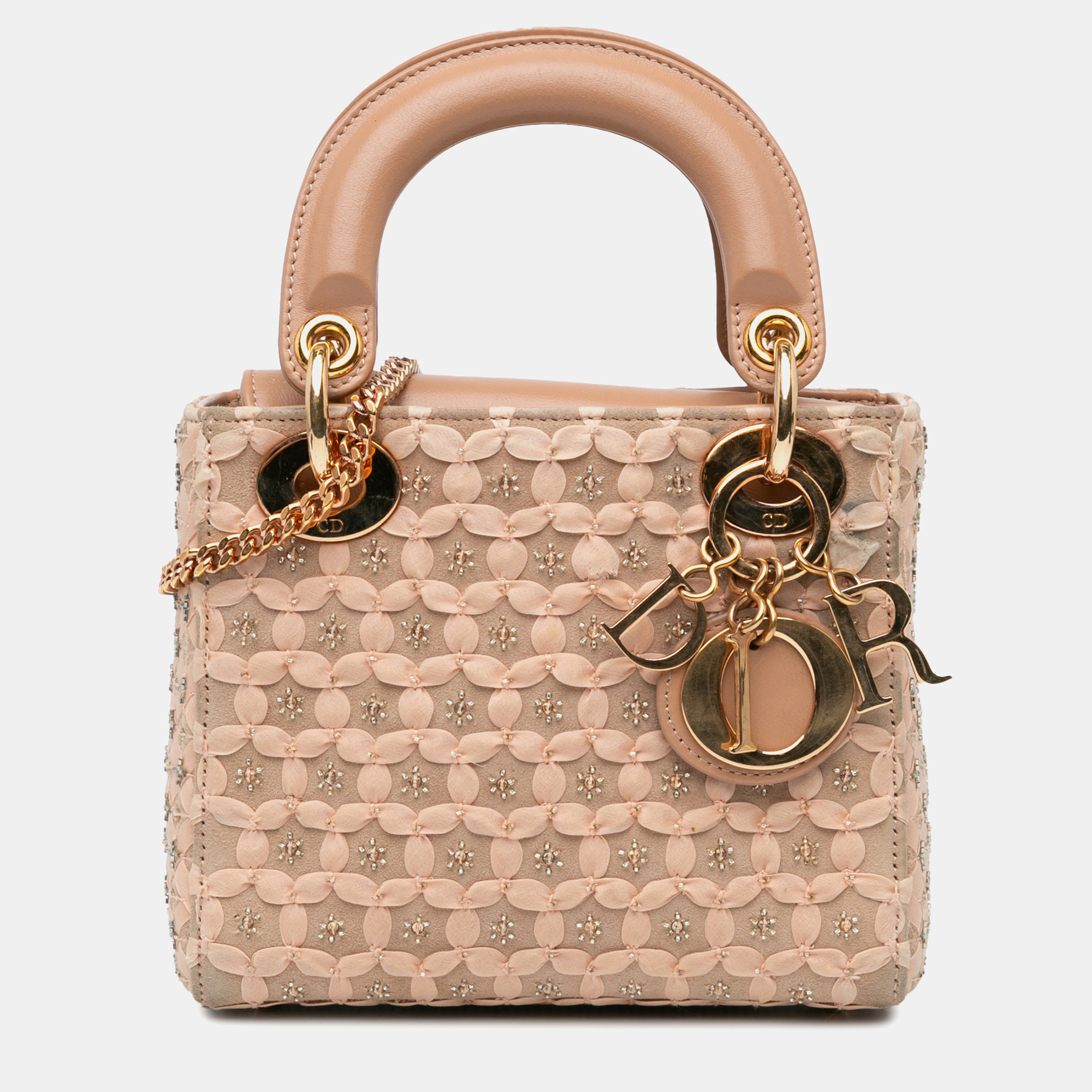 

Dior Beige Leather and Suede Mini Beaded Ribbon Lady Dior