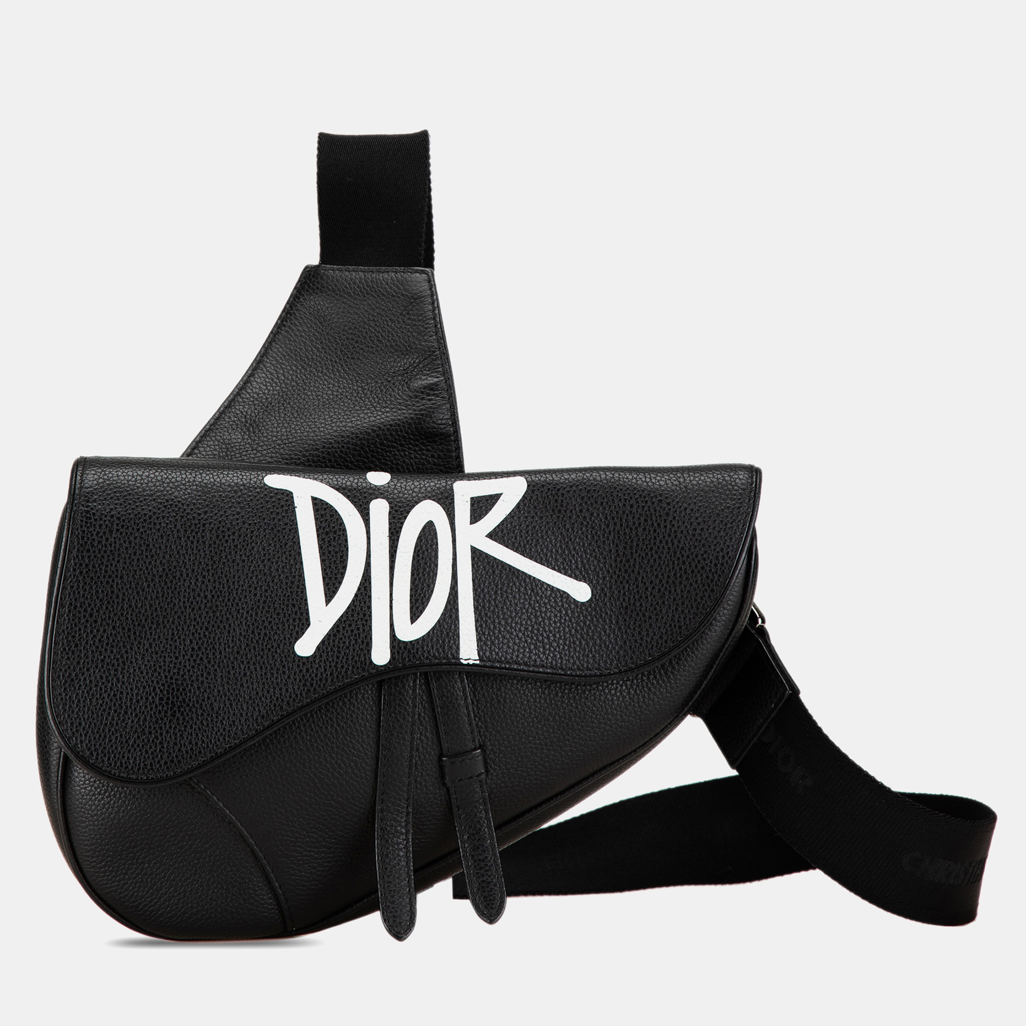 

Dior Black Shawn Stussy Grained Calfskin Saddle