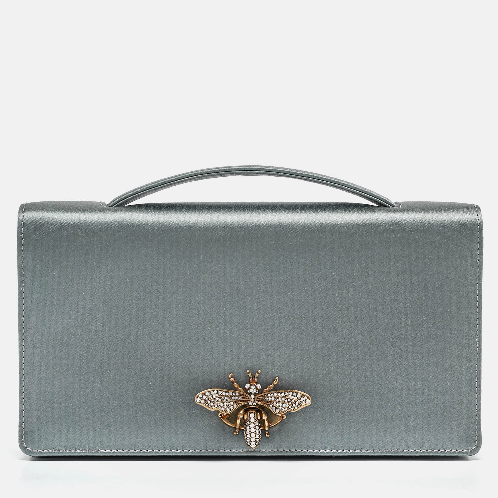 

Dior Grey Satin D-Bee Clutch