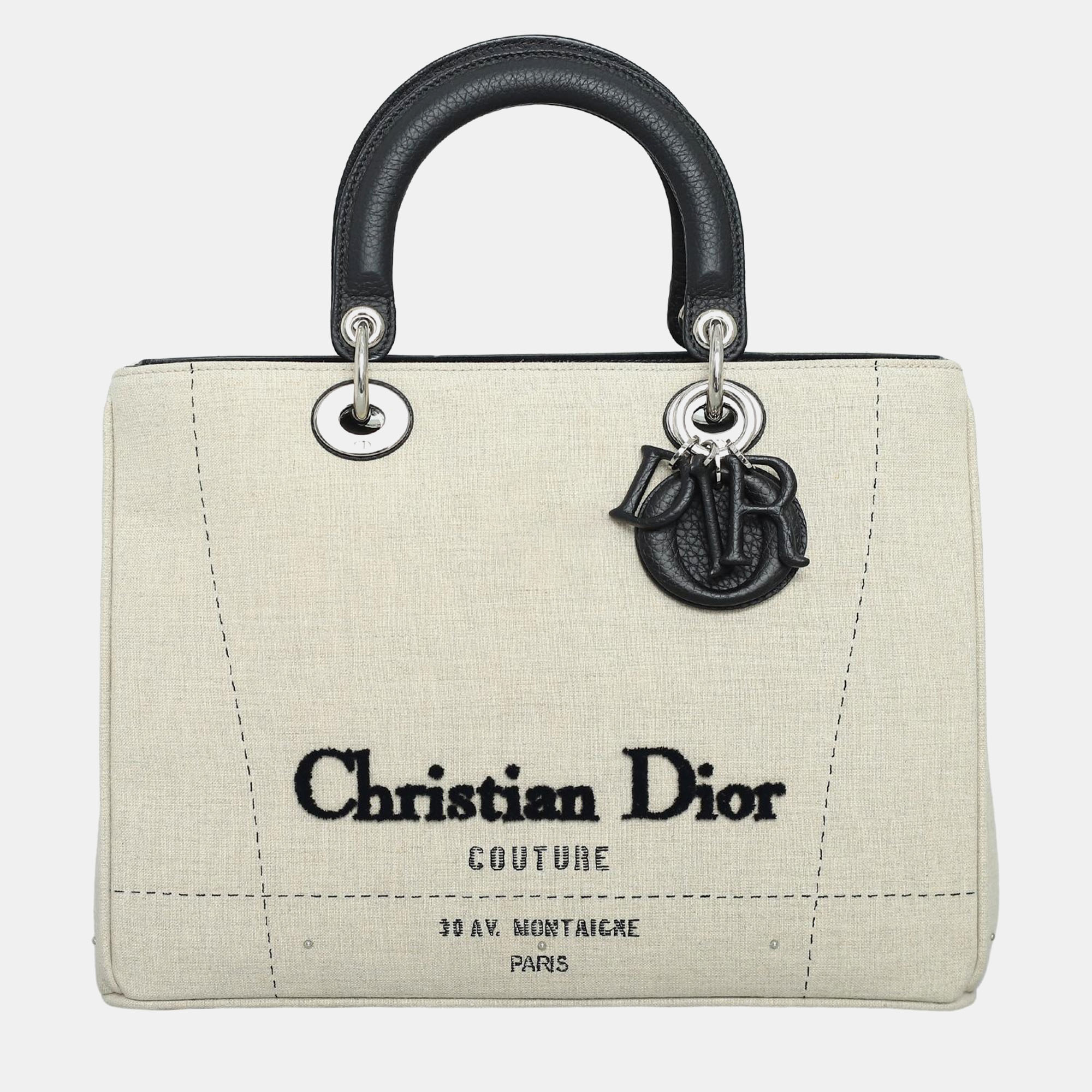 

Christian Dior Large Lady Dior Etoile Cruise bag, White