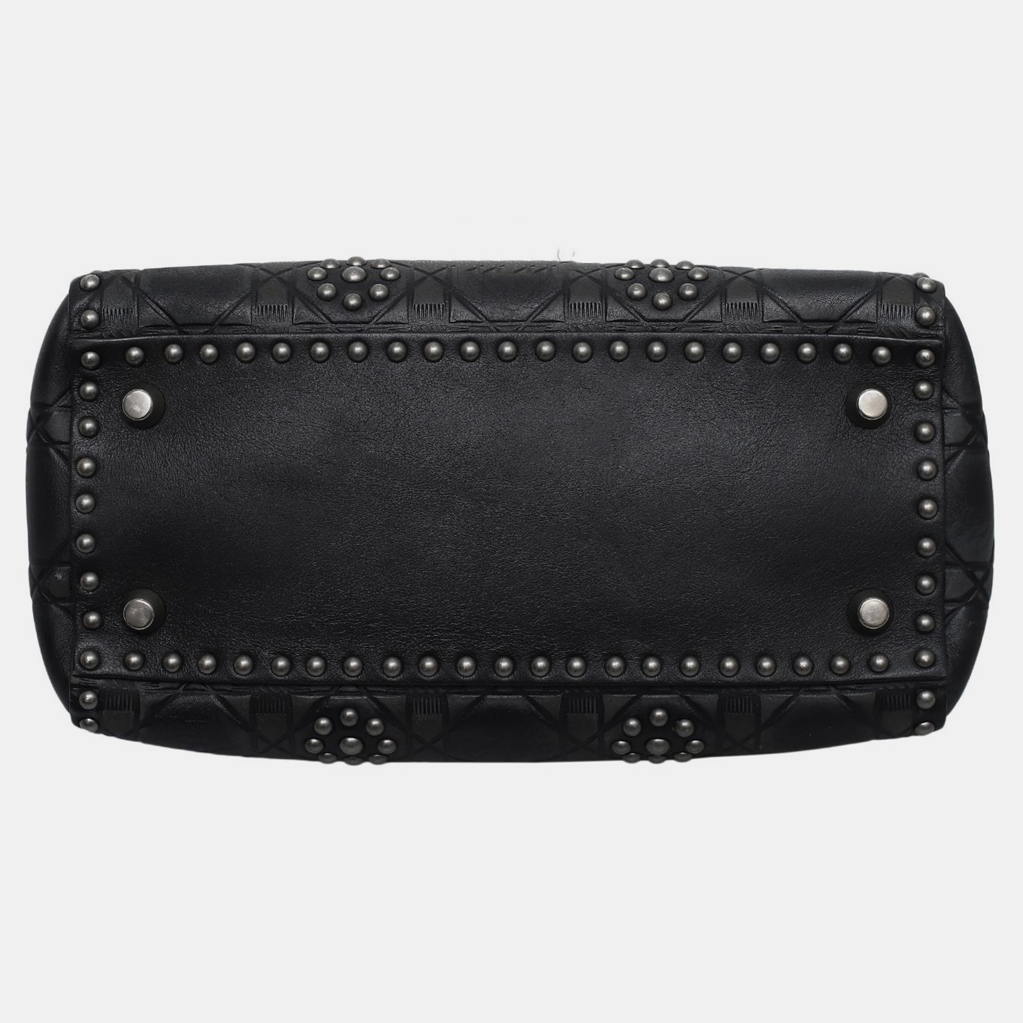 Christian Dior Medium Calfskin Cannage Studded Supple Lady Dior Bag 