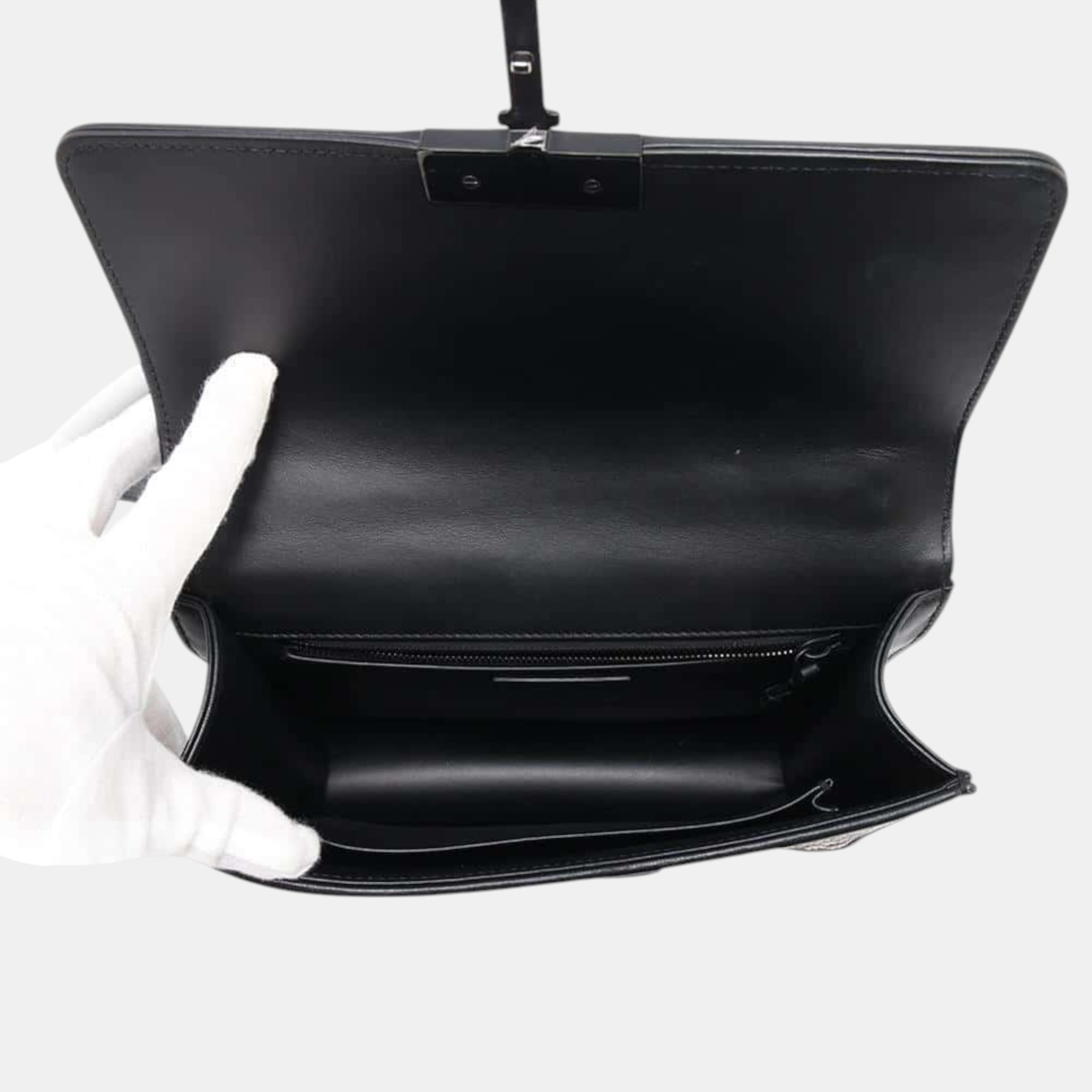 Dior Black/White Leather Montaigne Shoulder Bag 