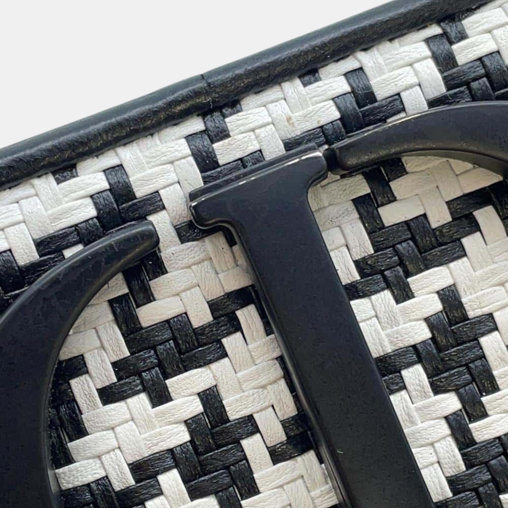 Dior Black/White Leather Montaigne Shoulder Bag 