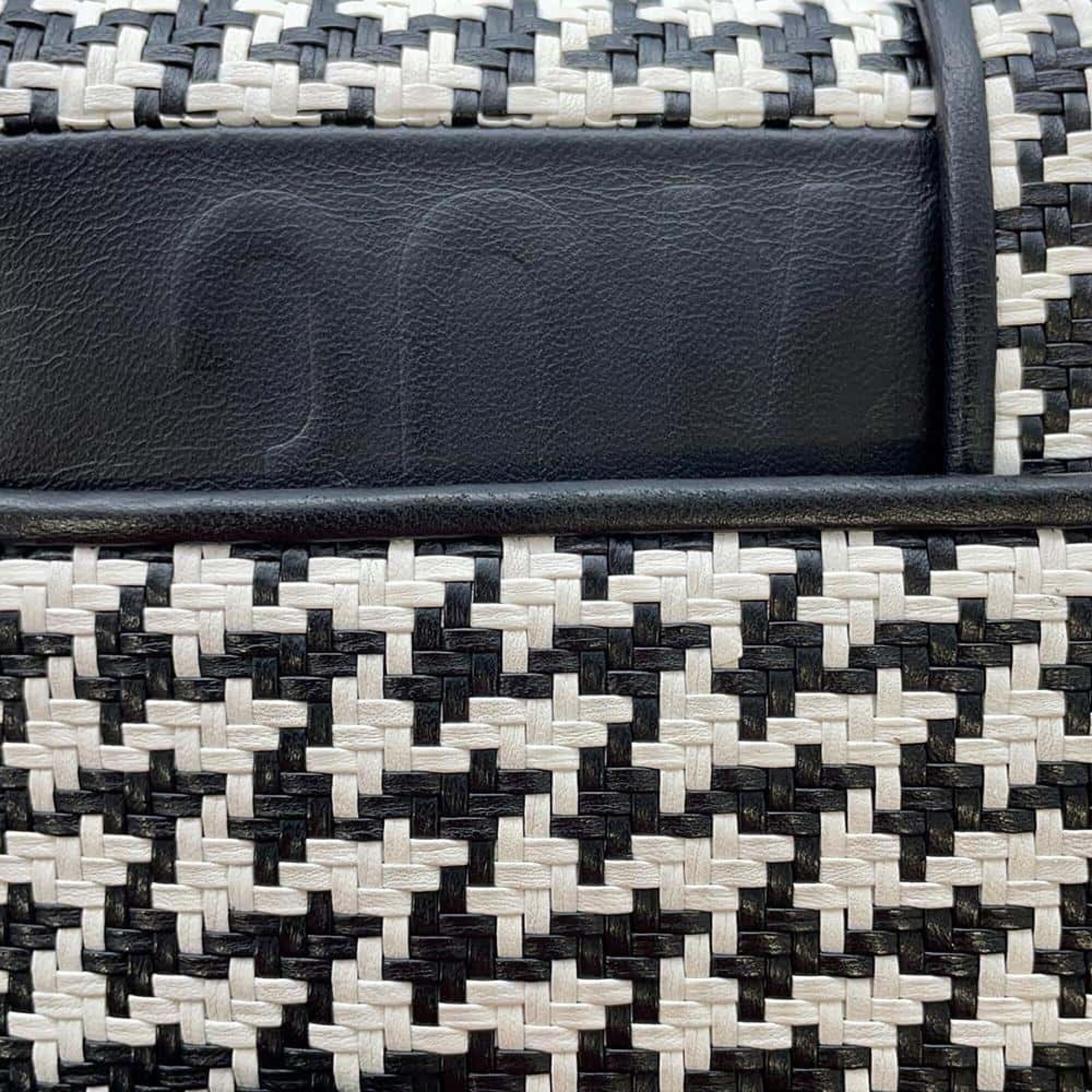 Dior Black/White Leather Montaigne Shoulder Bag 