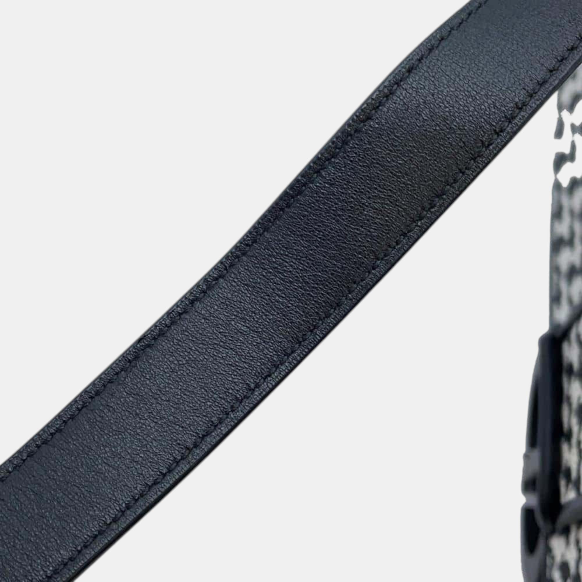Dior Black/White Leather Montaigne Shoulder Bag 