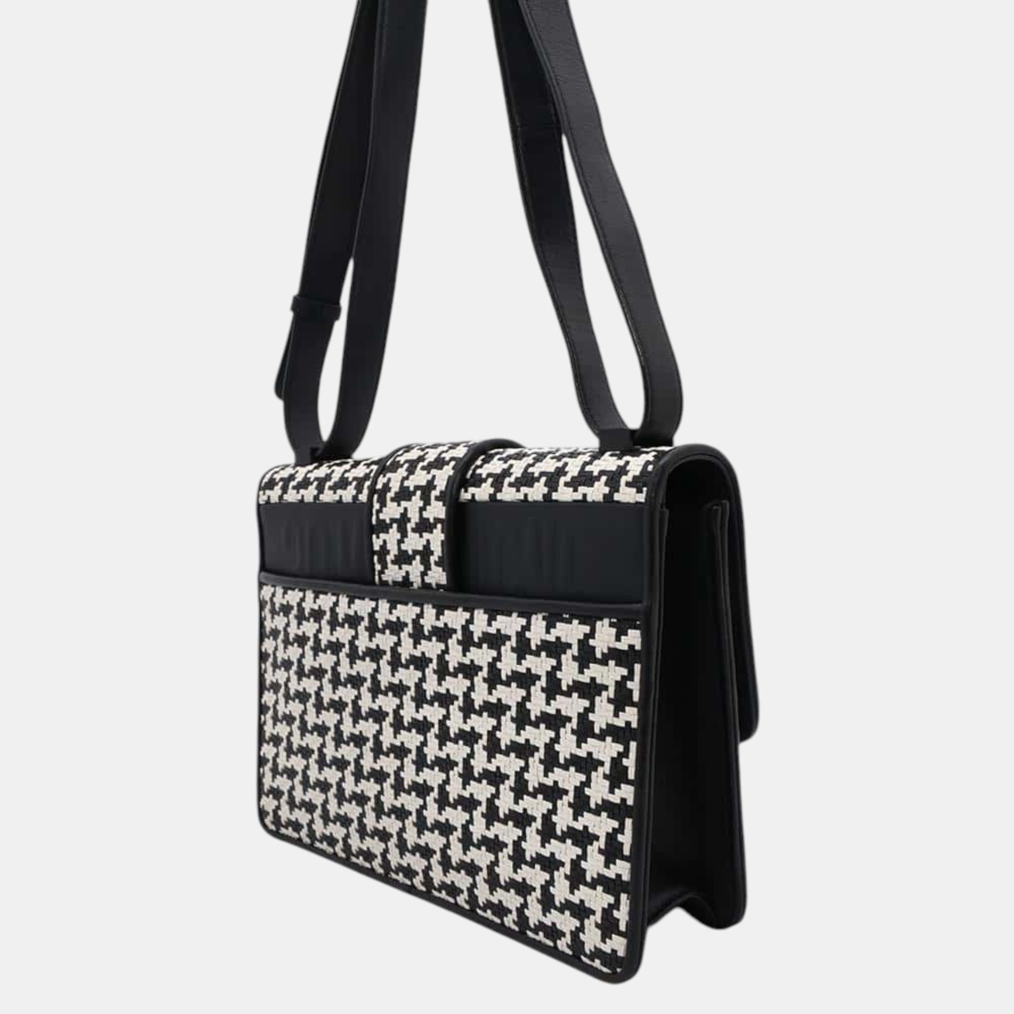 Dior Black/White Leather Montaigne Shoulder Bag 