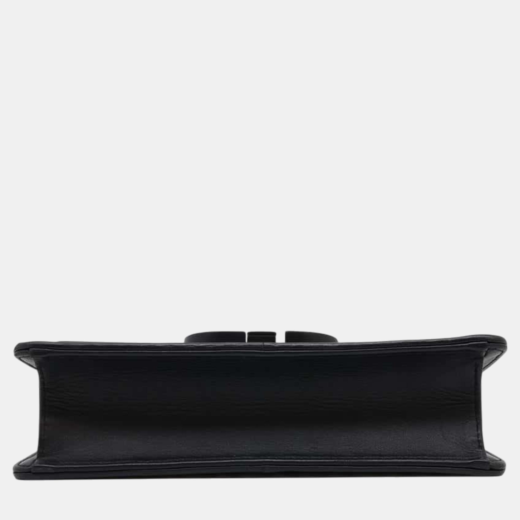 Dior Black/White Leather Montaigne Shoulder Bag 