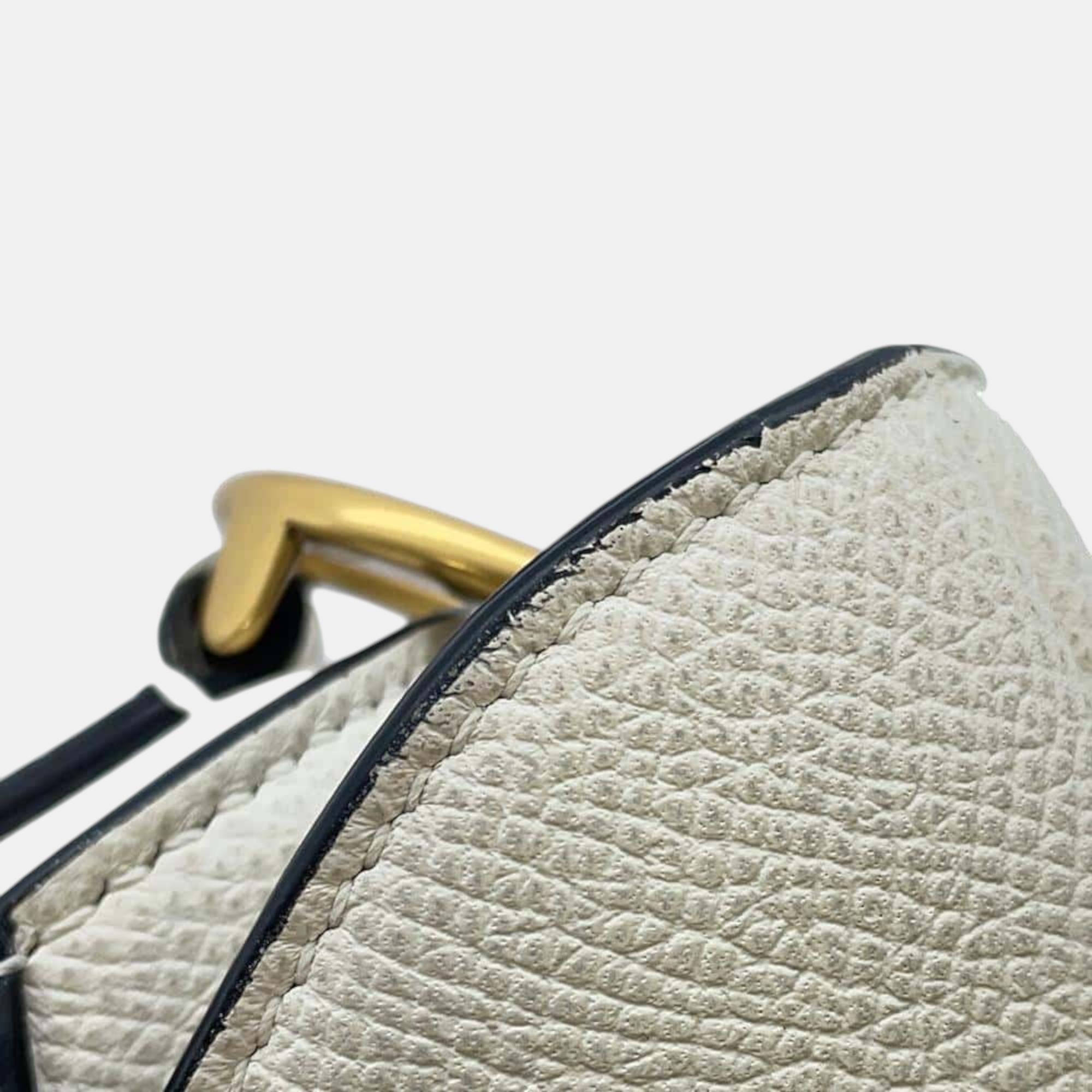 Dior White Leather Mini Saddle Shoulder Bag 