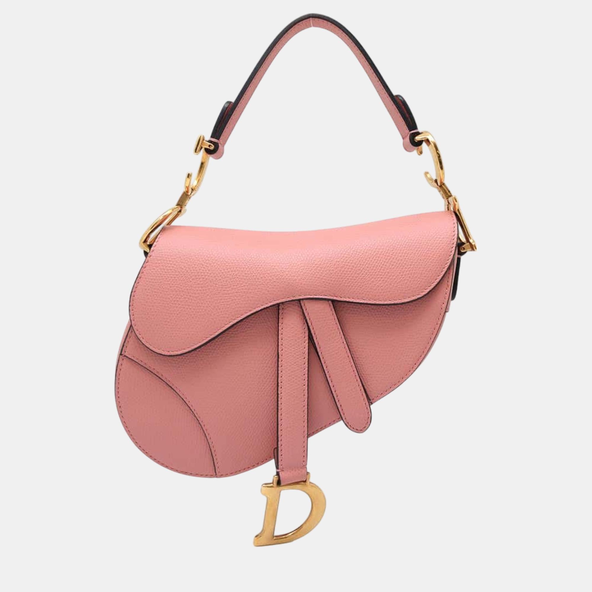 

Dior Pink Leather Mini Saddle Shoulder Bag