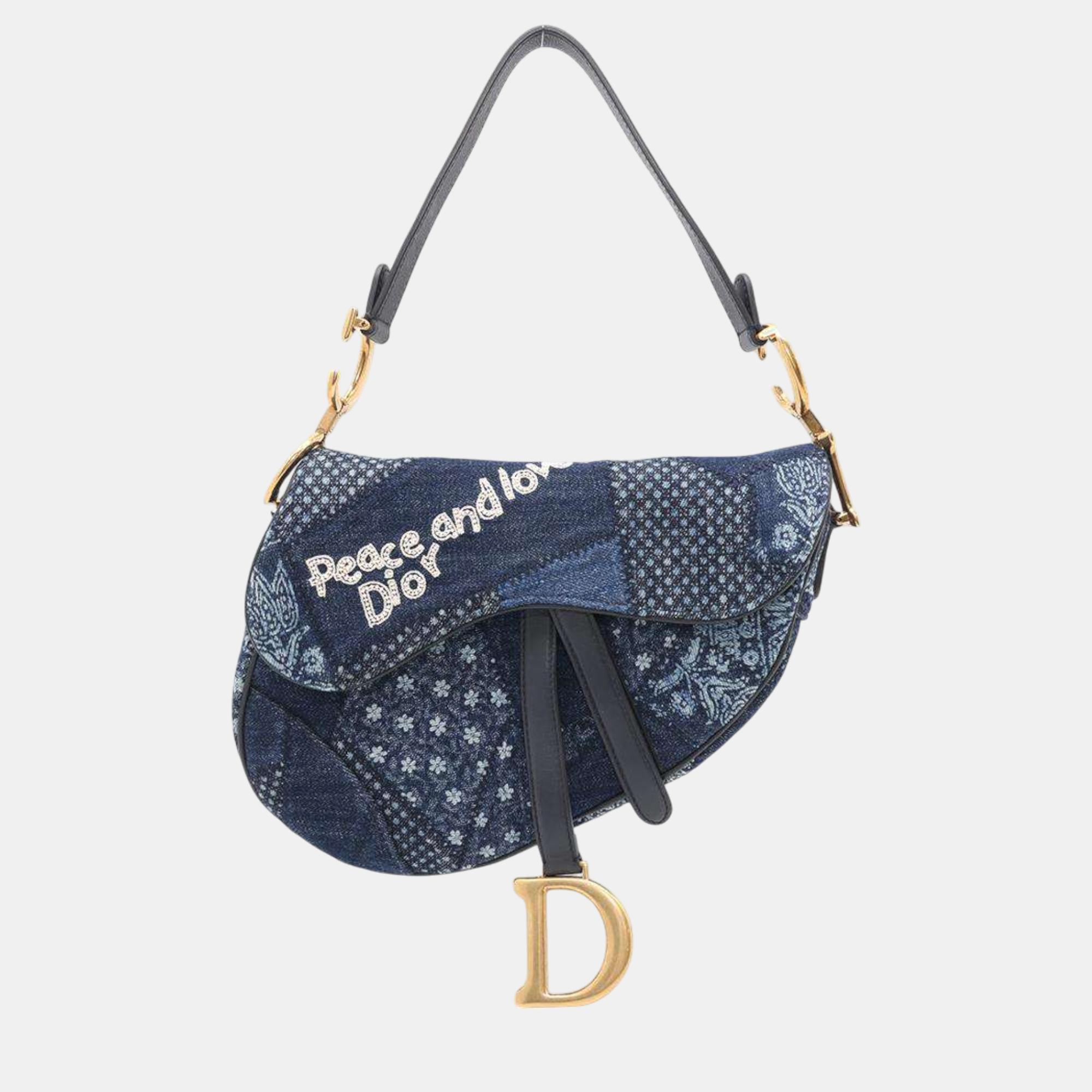 

Dior Blue Denim Saddle Bag