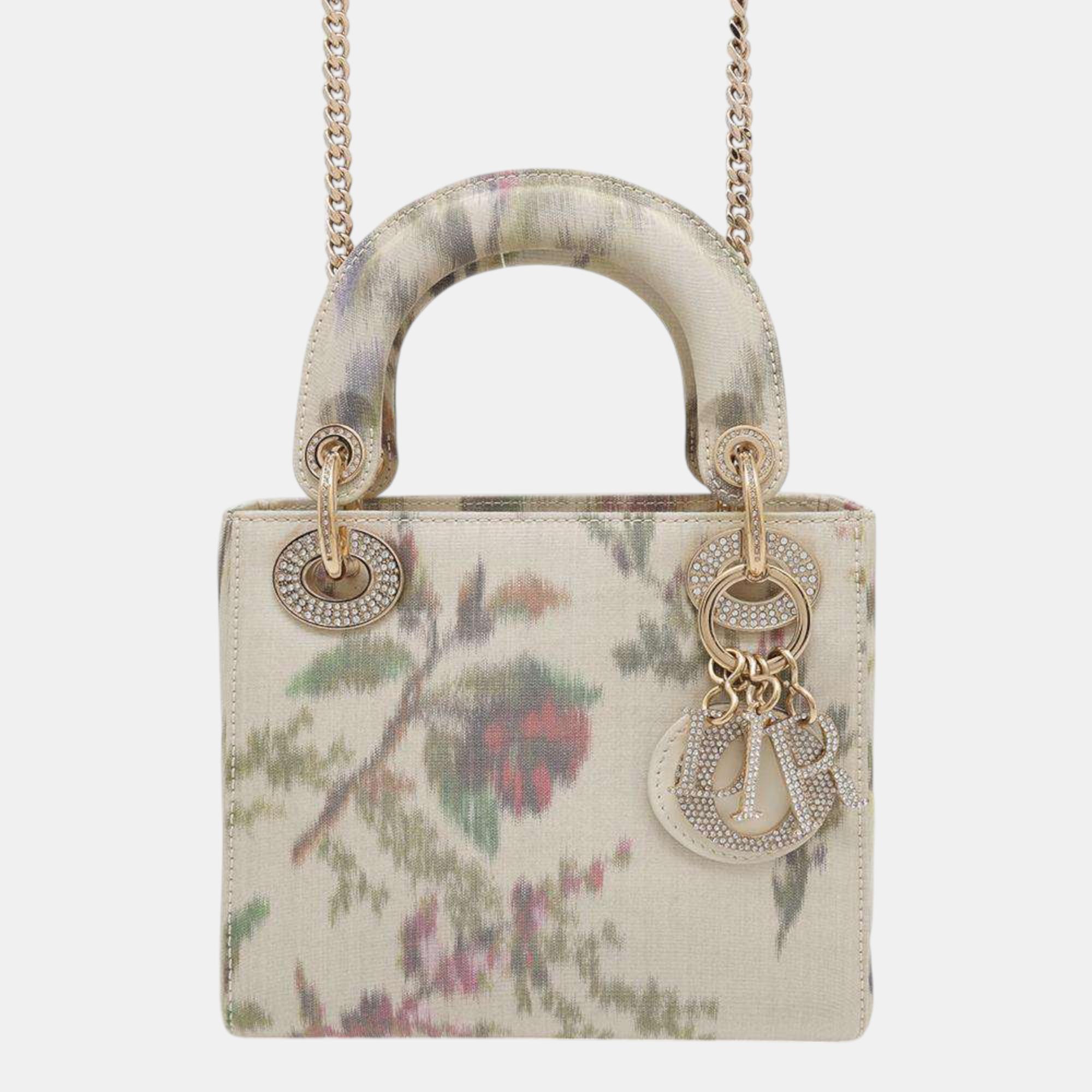

Dior Multicolor Satin Rhinestone Lady Dior Mini Tote Bag