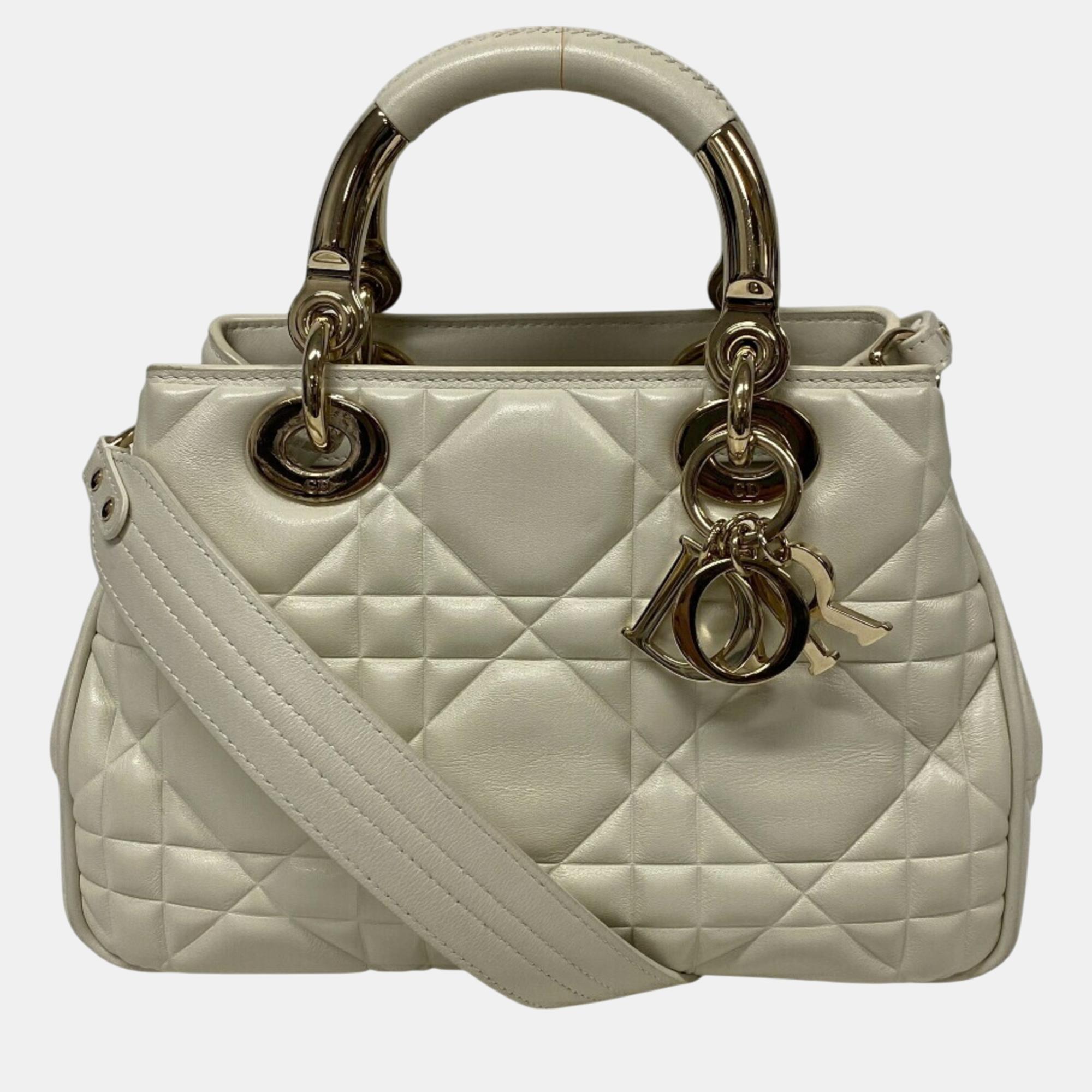 

Christian Dior Cannage Lady Handbag White