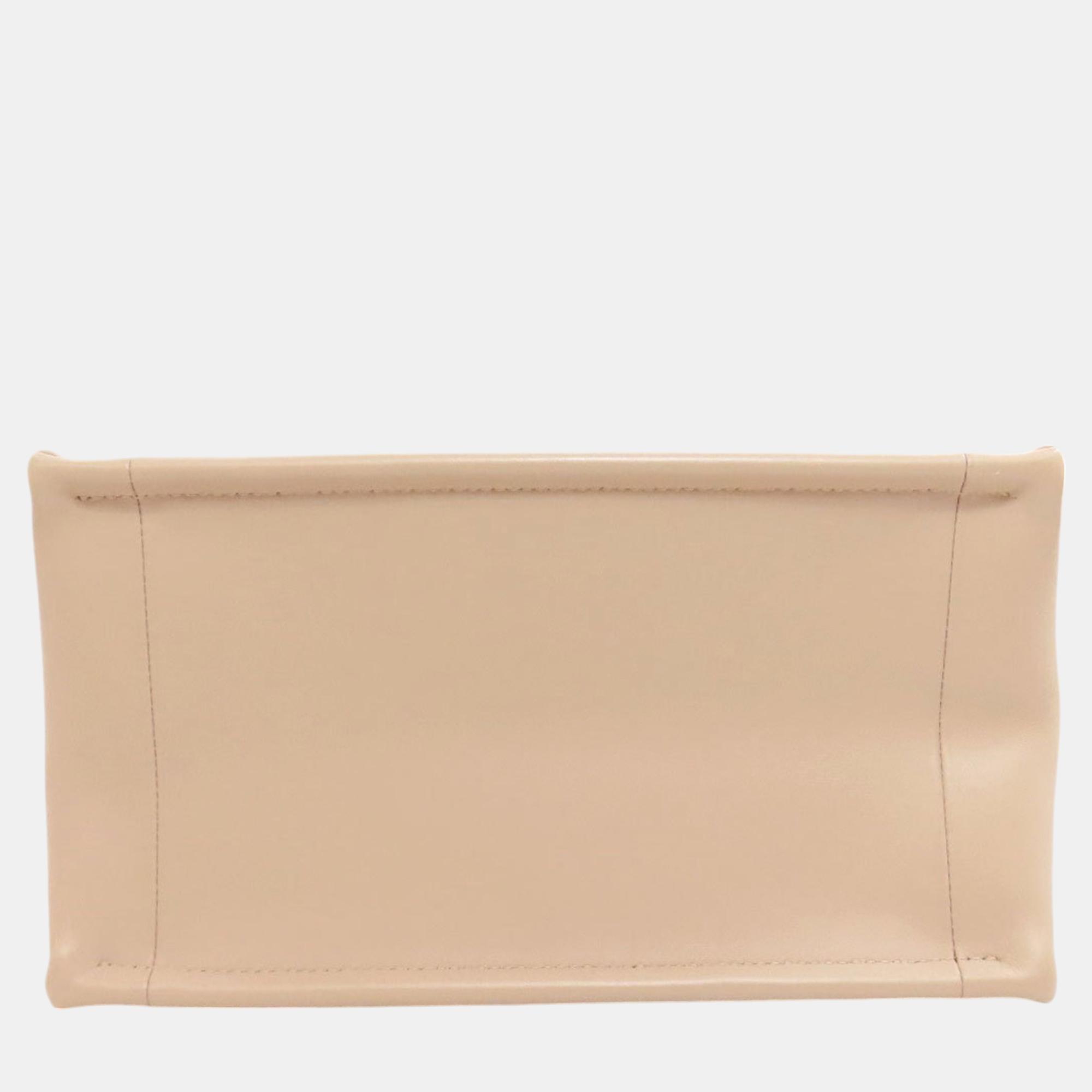 Dior Beige Lambskin Leather Dior Lady Tote Bag 