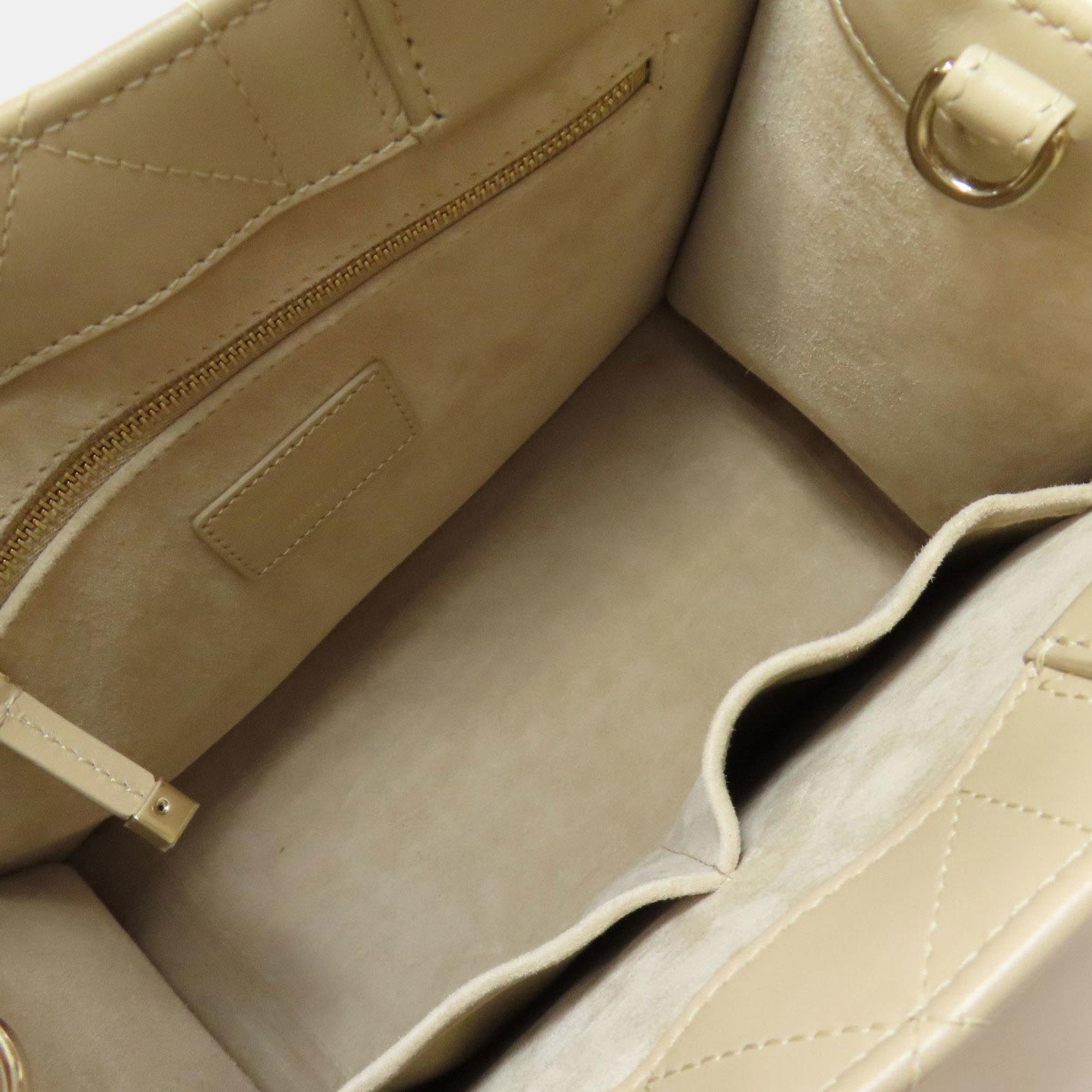 Dior Beige Lambskin Leather Dior Lady Tote Bag 