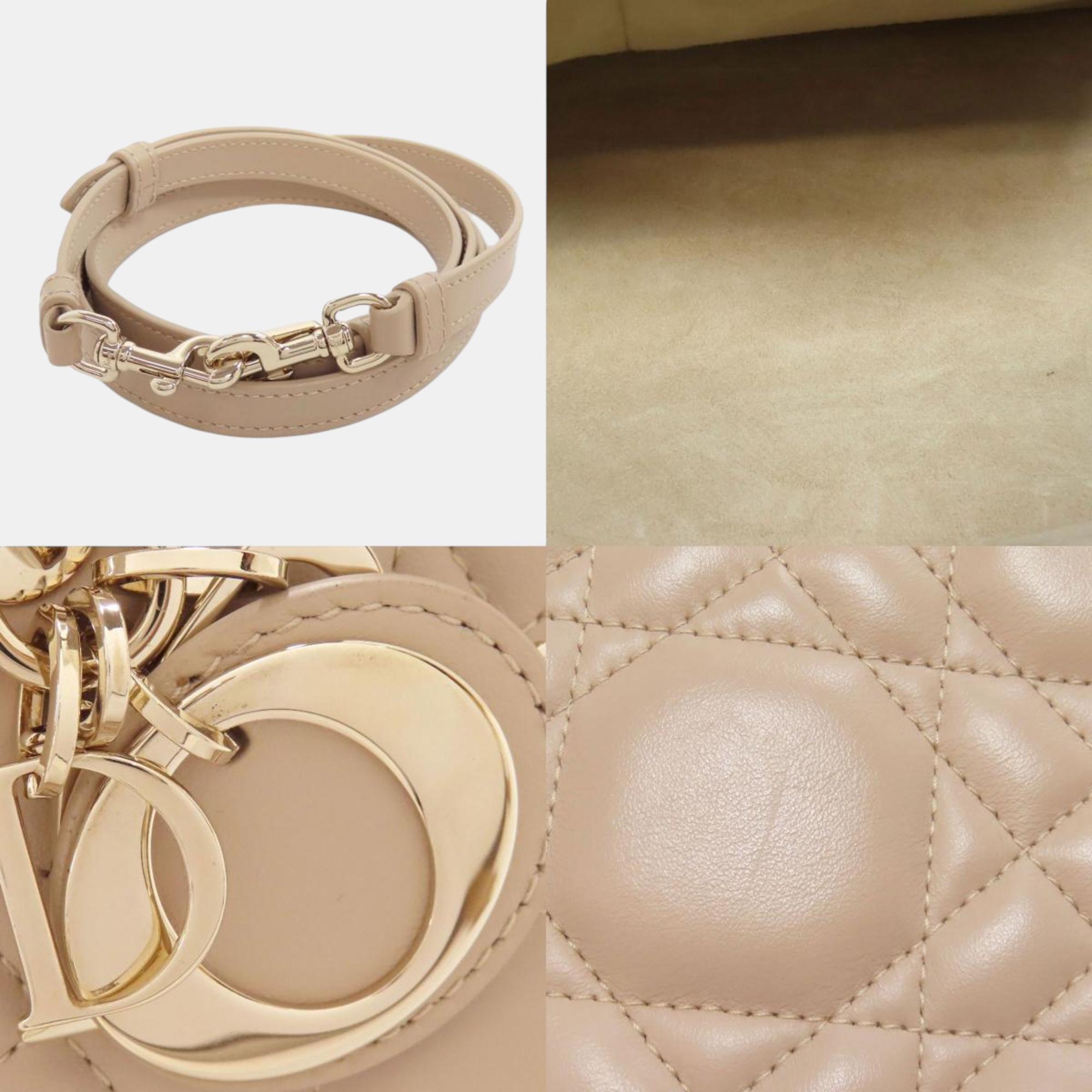 Dior Beige Lambskin Leather Dior Lady Tote Bag 