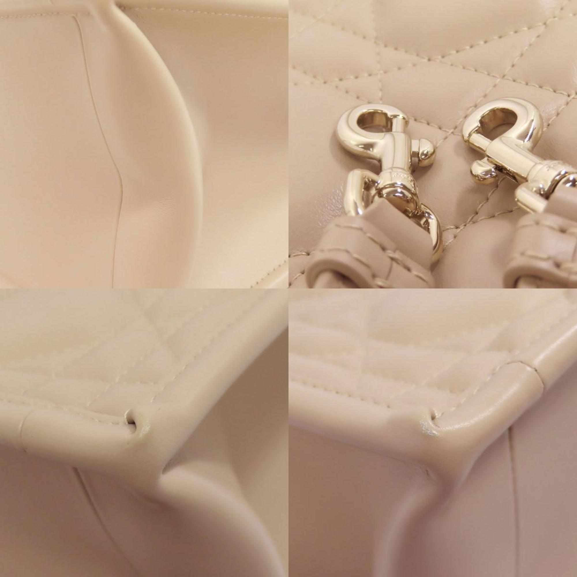Dior Beige Lambskin Leather Dior Lady Tote Bag 