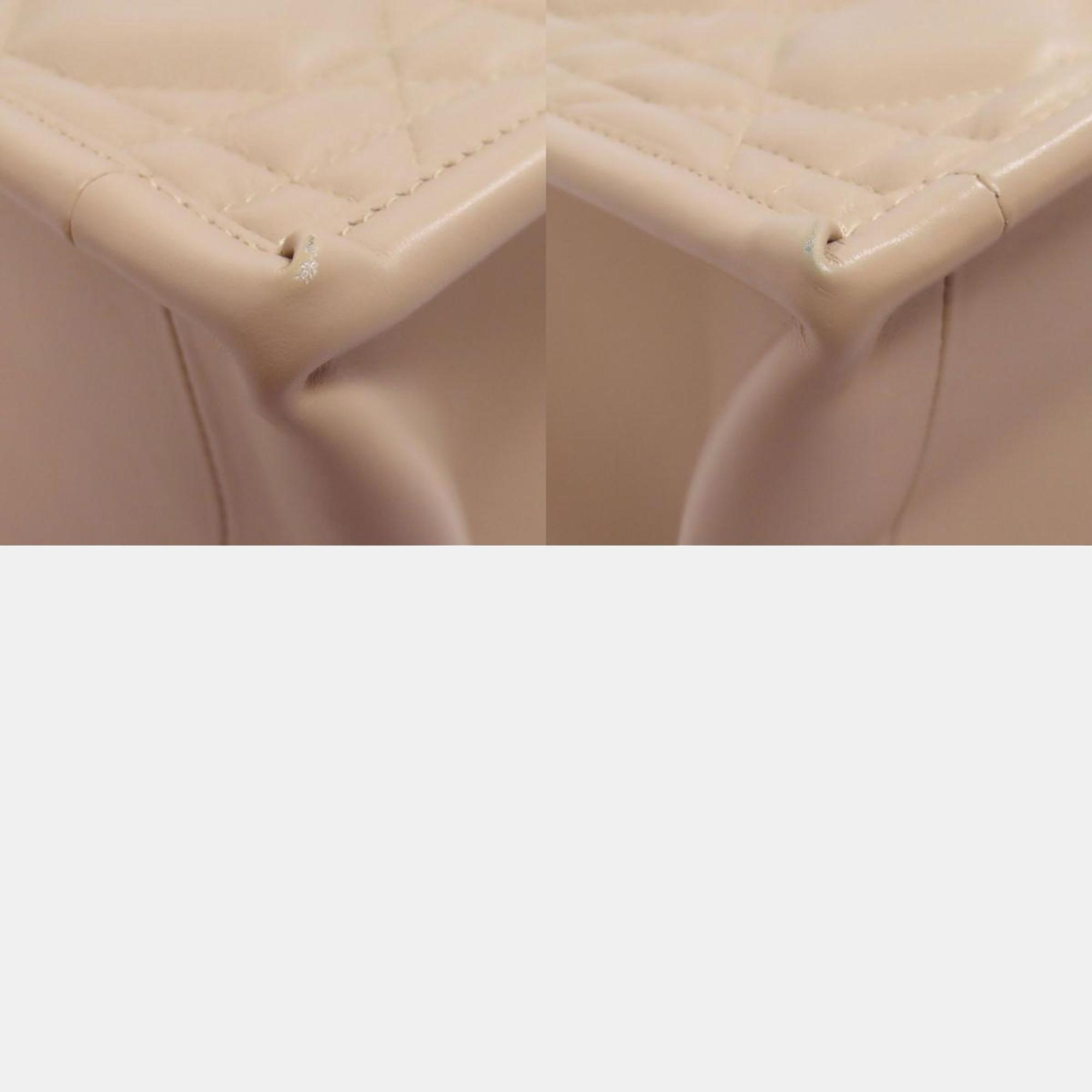 Dior Beige Lambskin Leather Dior Lady Tote Bag 