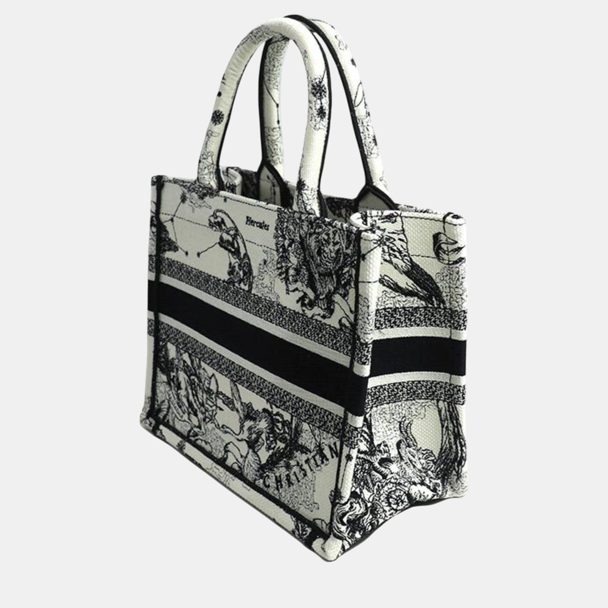 Christian Dior Book Tote Small Bag White Black 