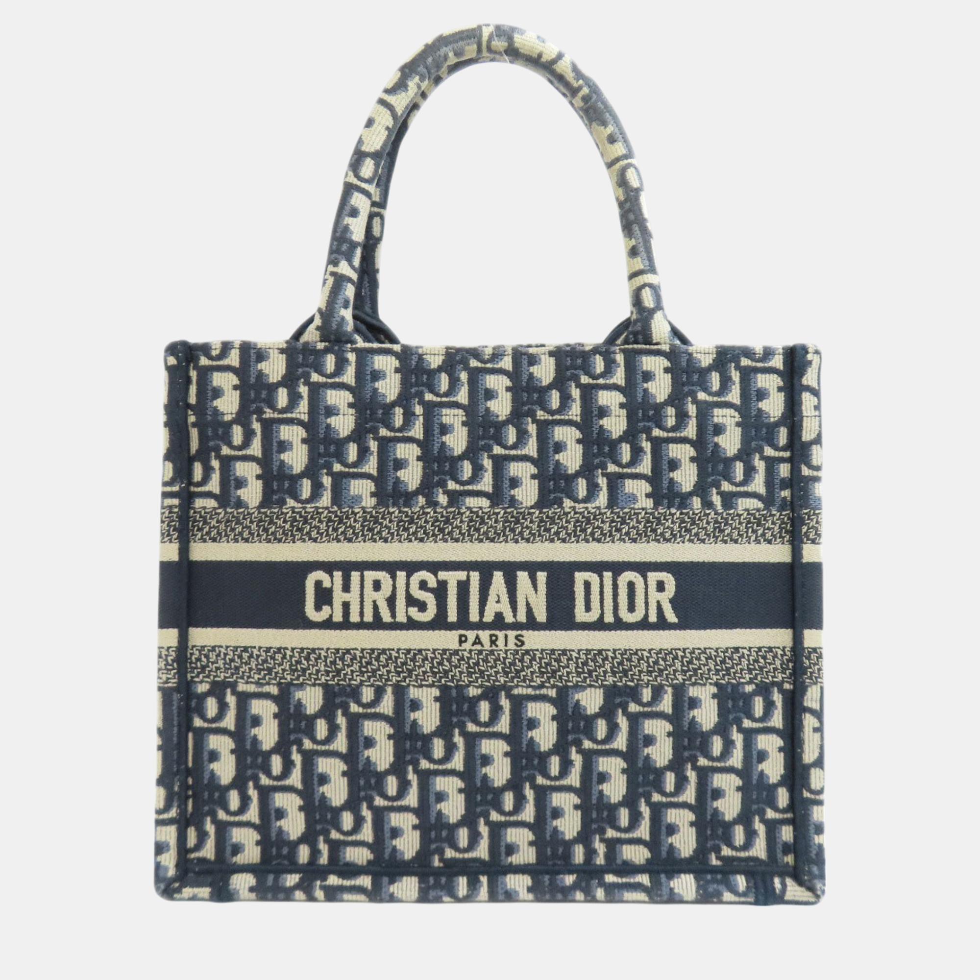 

Christian Dior Book Tote Handbag Canvas, Navy blue