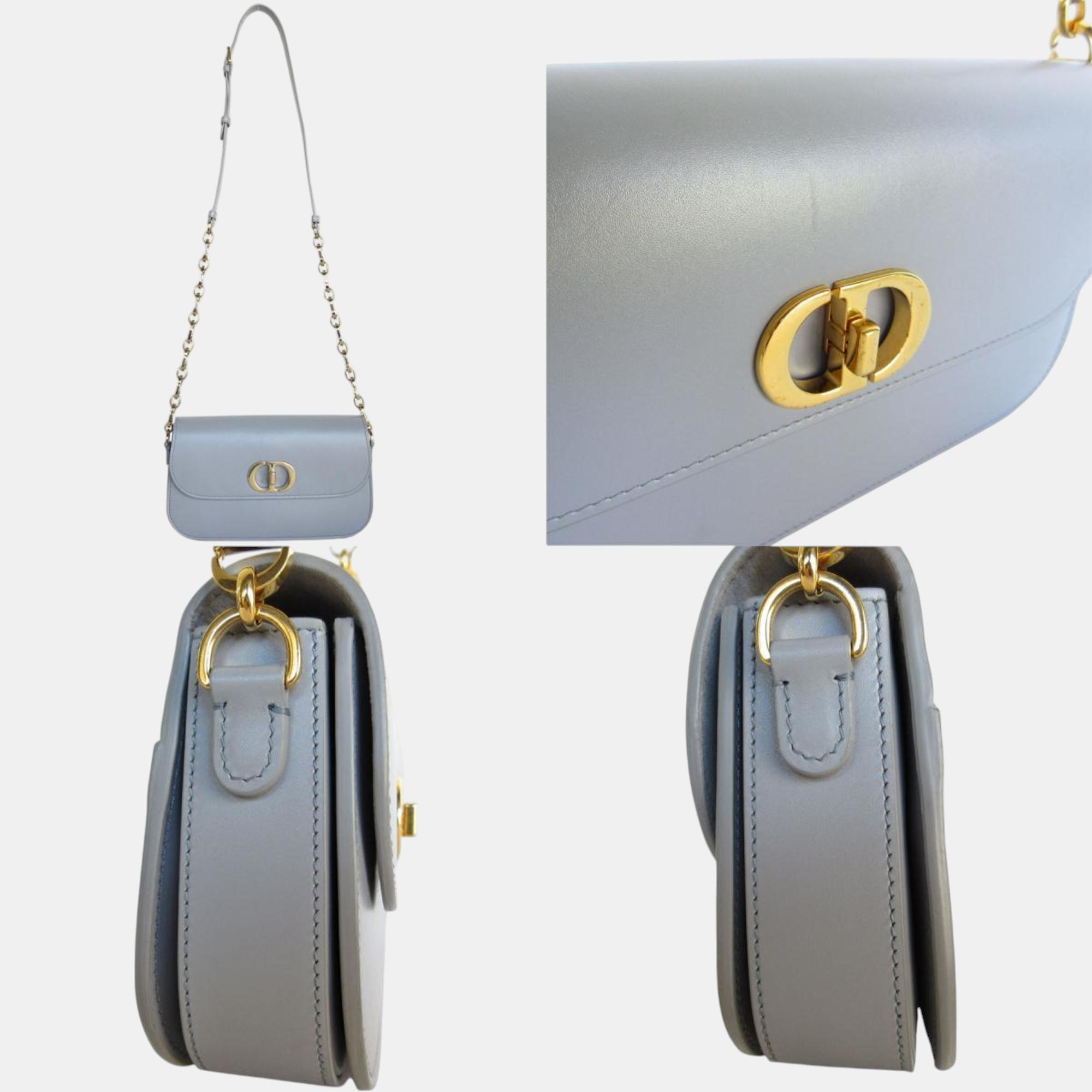 Christian Dior Shoulder Bag 30 Montaigne Leather Grey 