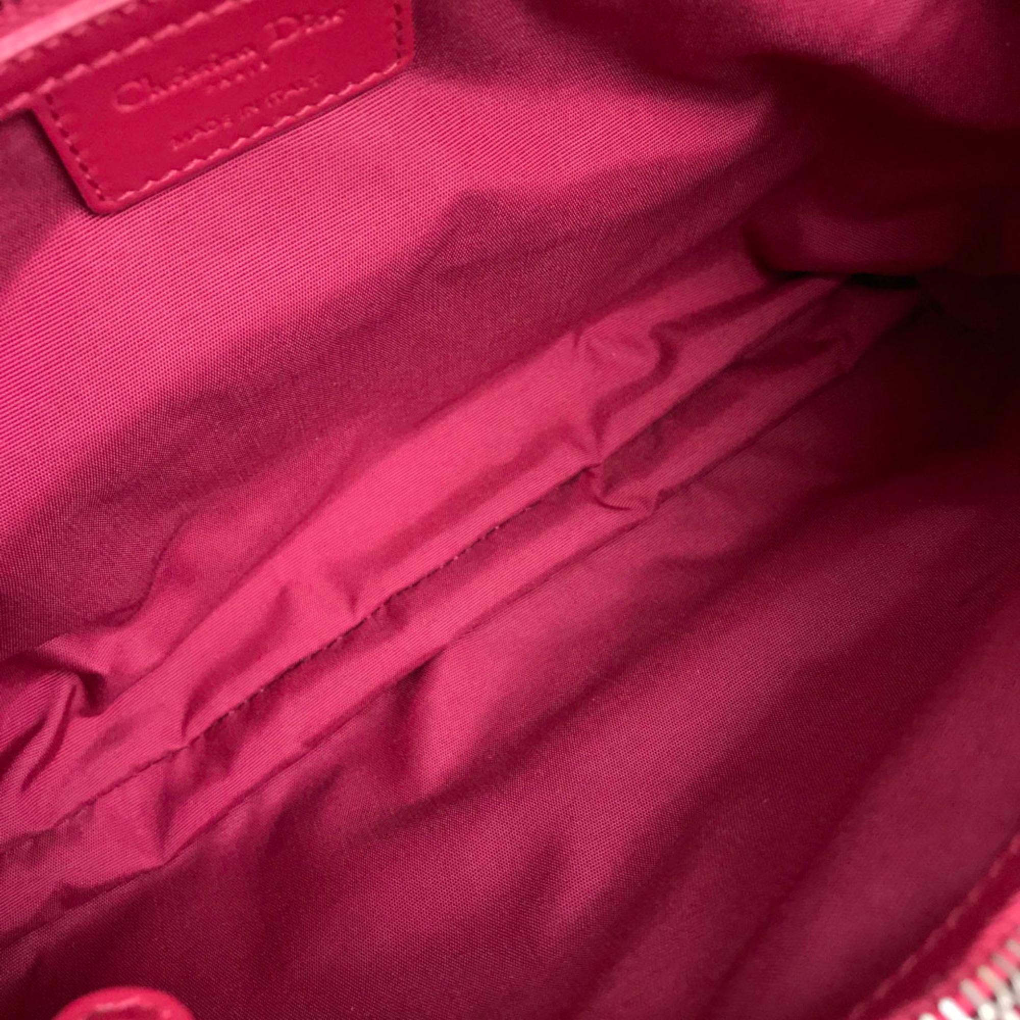 Christian Dior Cannage Soft Enamel Bag Chain shoulder Tote Bag Pink Based Silver 
