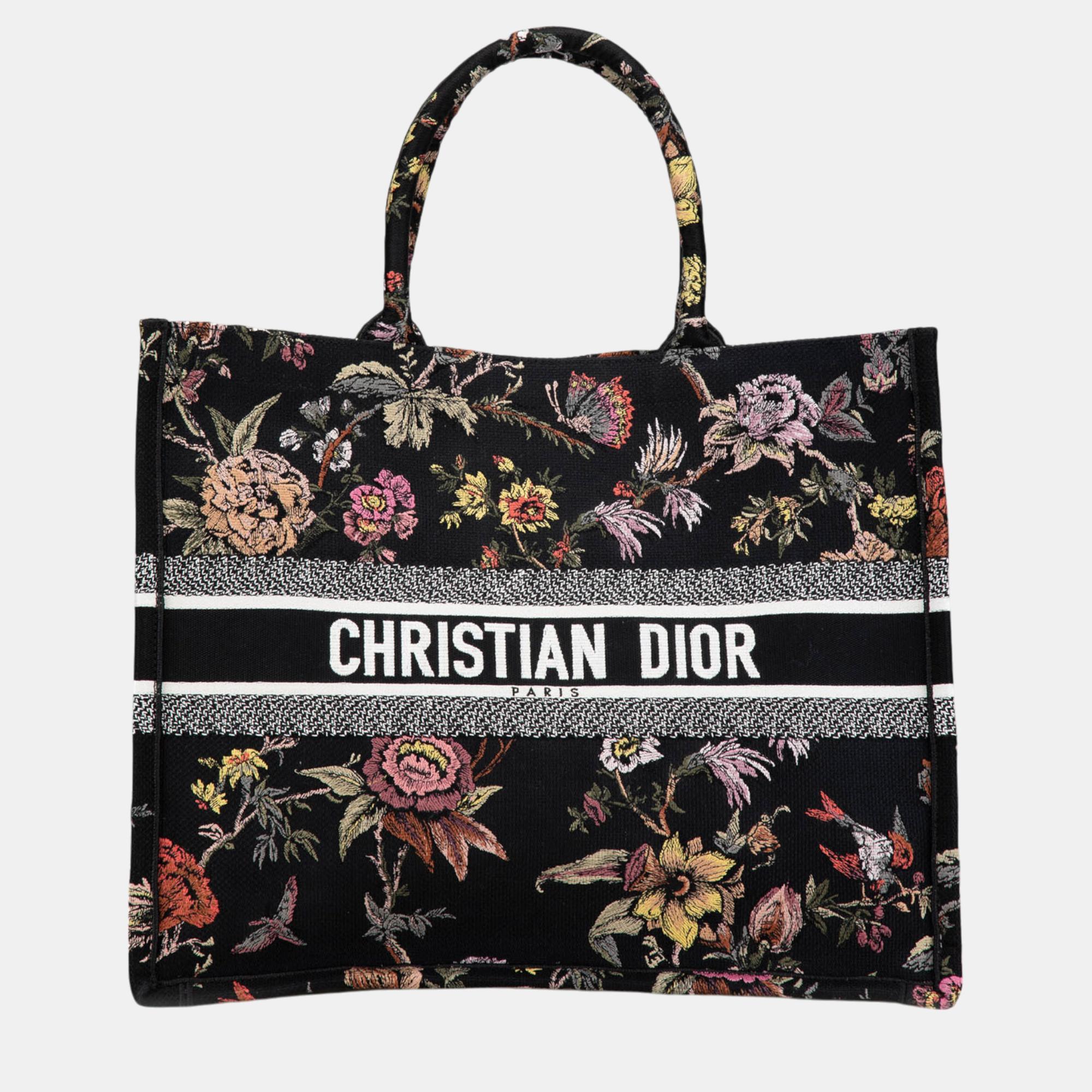 

Dior Black Large Canvas Embroidered Book Tote