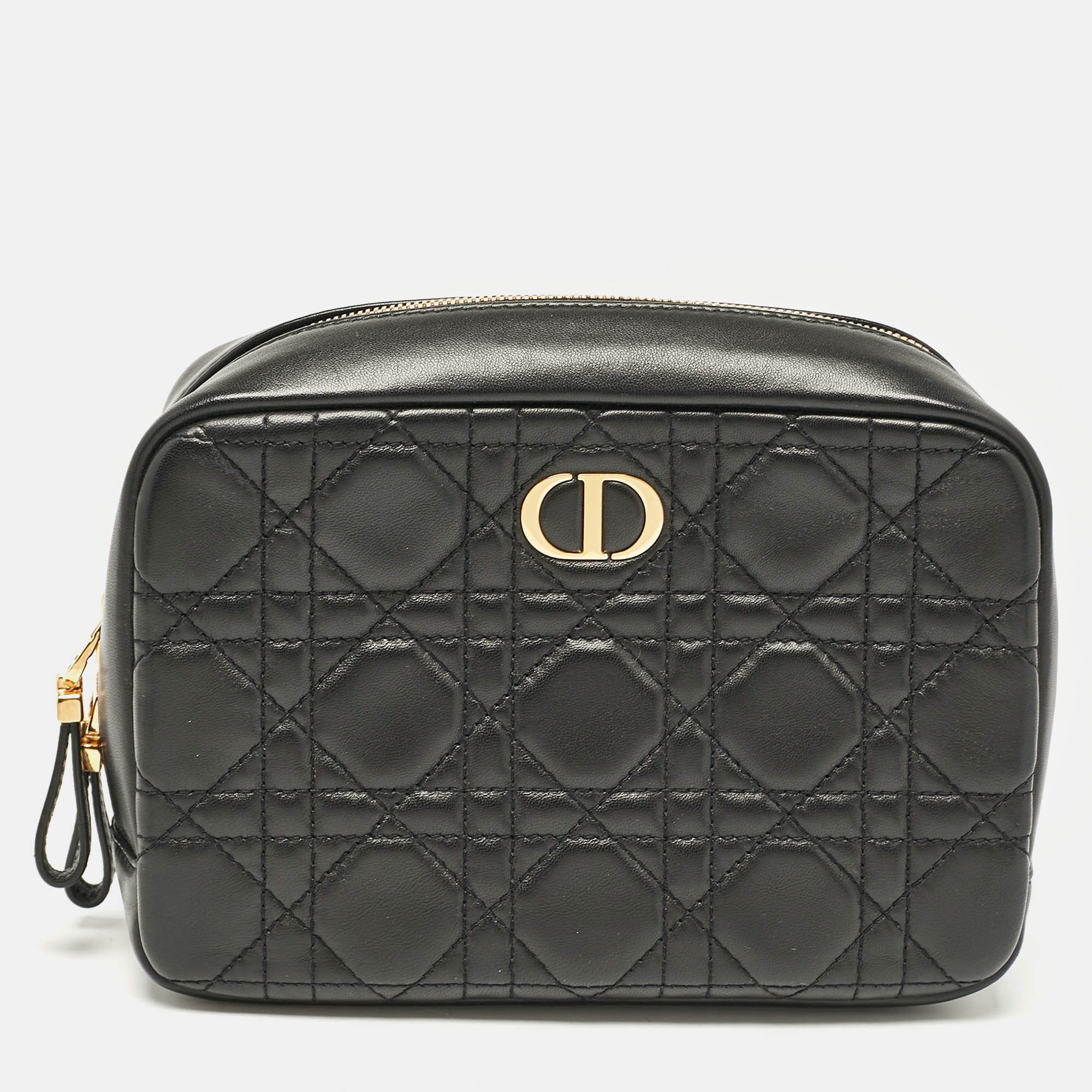 

Dior Black Cannage Leather Caro Zip Pouch