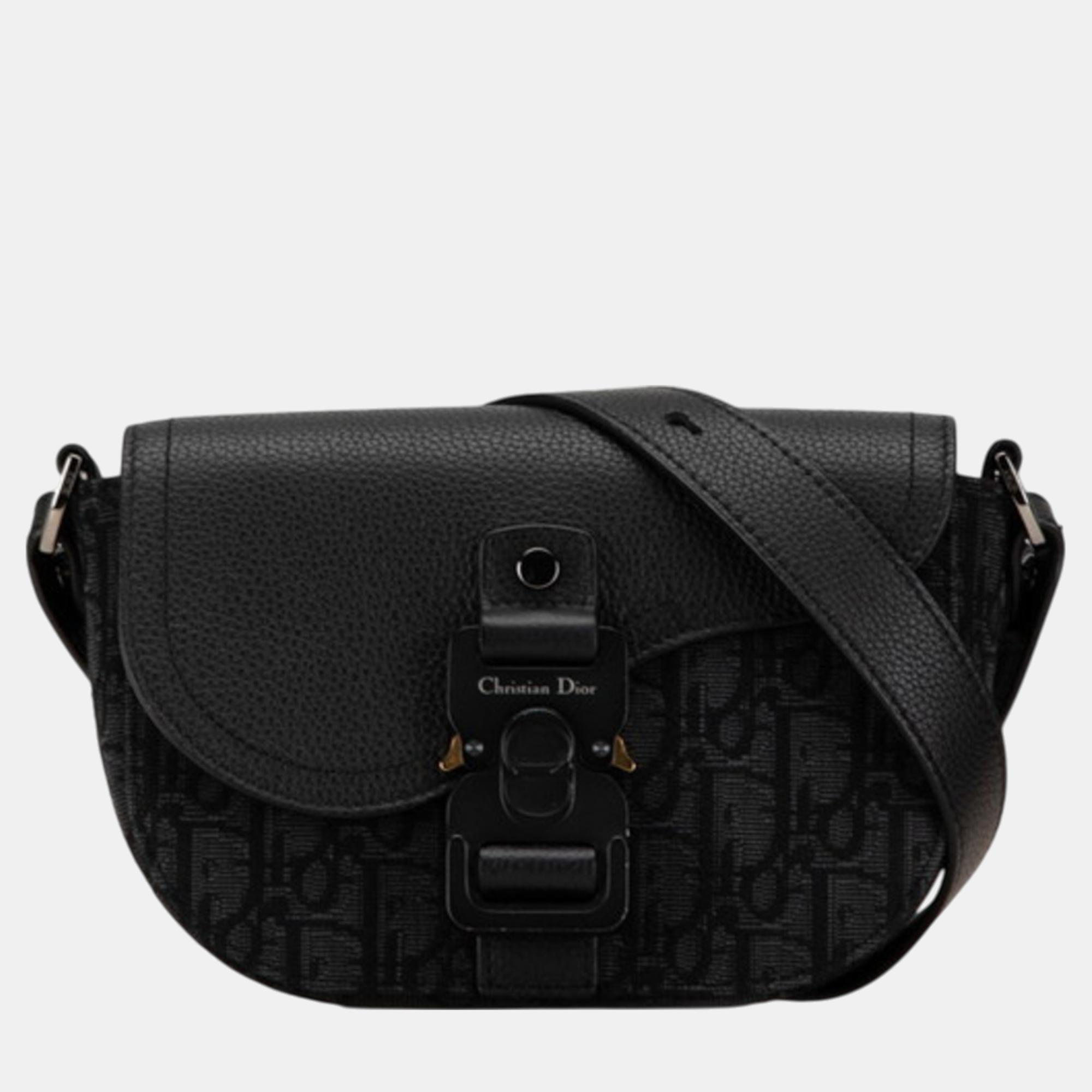 

Dior Black Canvas Leather Trotter Saddle Shoulder Bag