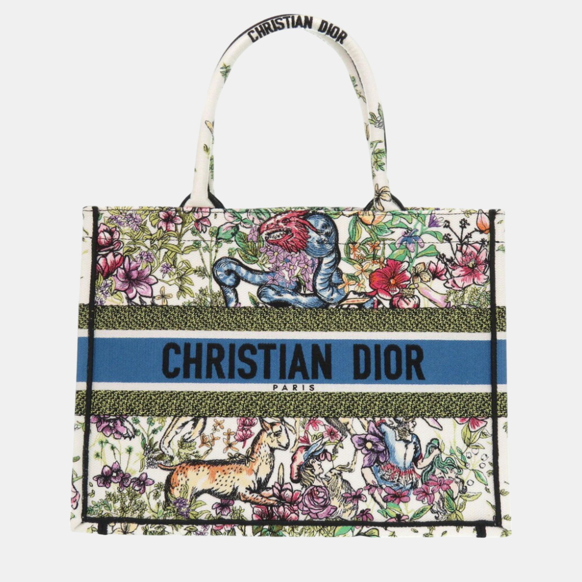 

Christian Dior Book Tote Medium Bag Canvas White, Multicolor