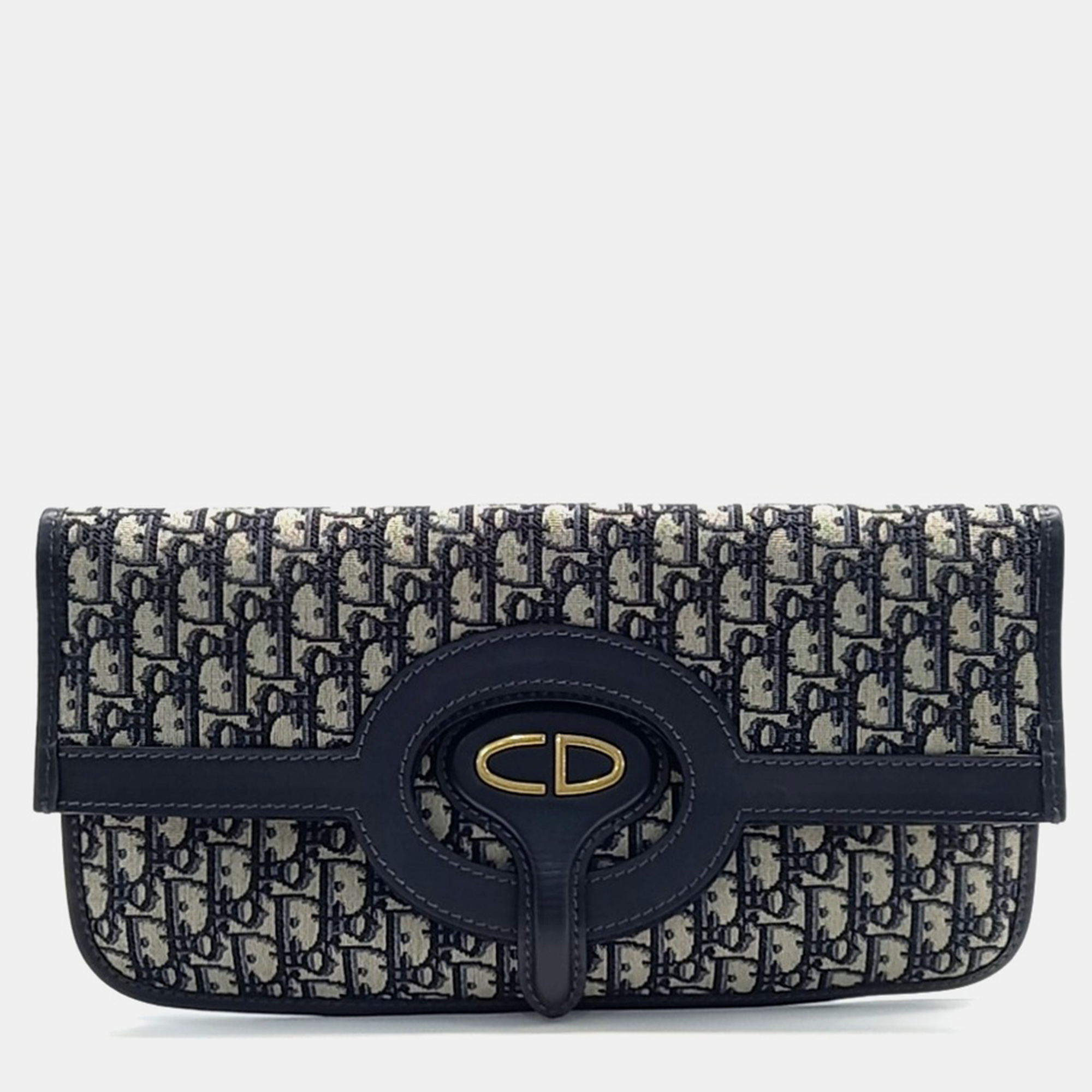 

Dior Beige Navy Blue Fabric Oblique Folding Clutch bag