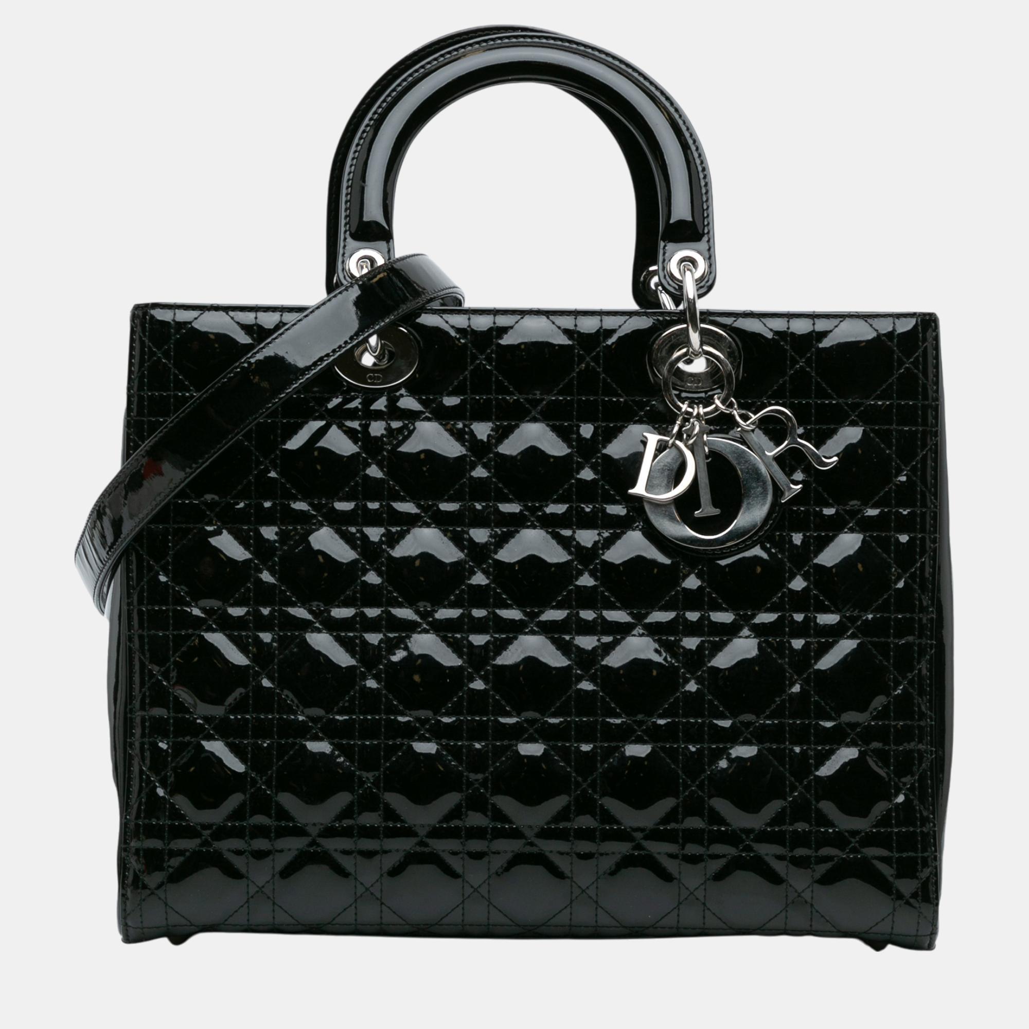 

Dior Black Large Patent Cannage Lady Dior