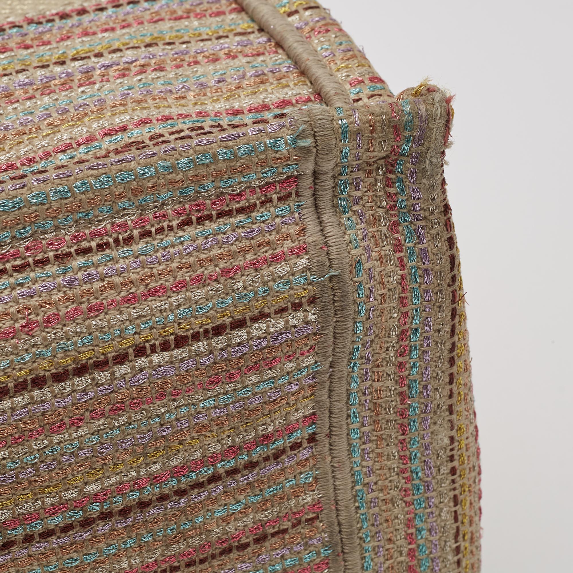 Dior Multicolor Embroidered Stripes Canvas Medium Book Tote 