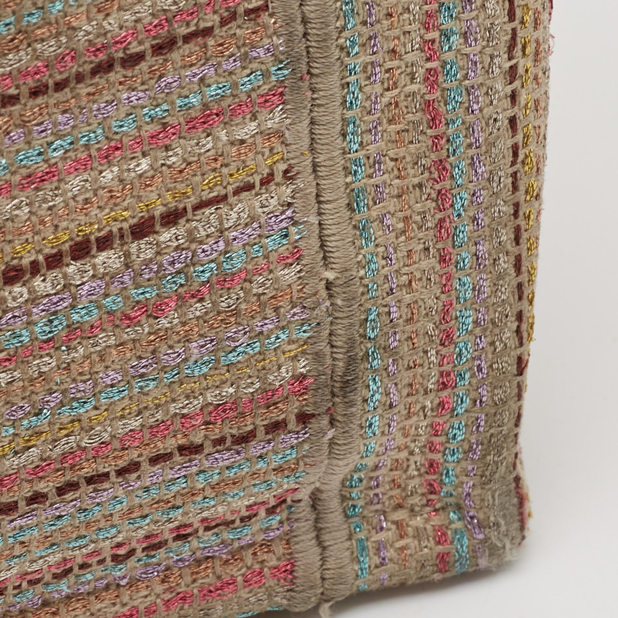 Dior Multicolor Embroidered Stripes Canvas Medium Book Tote 