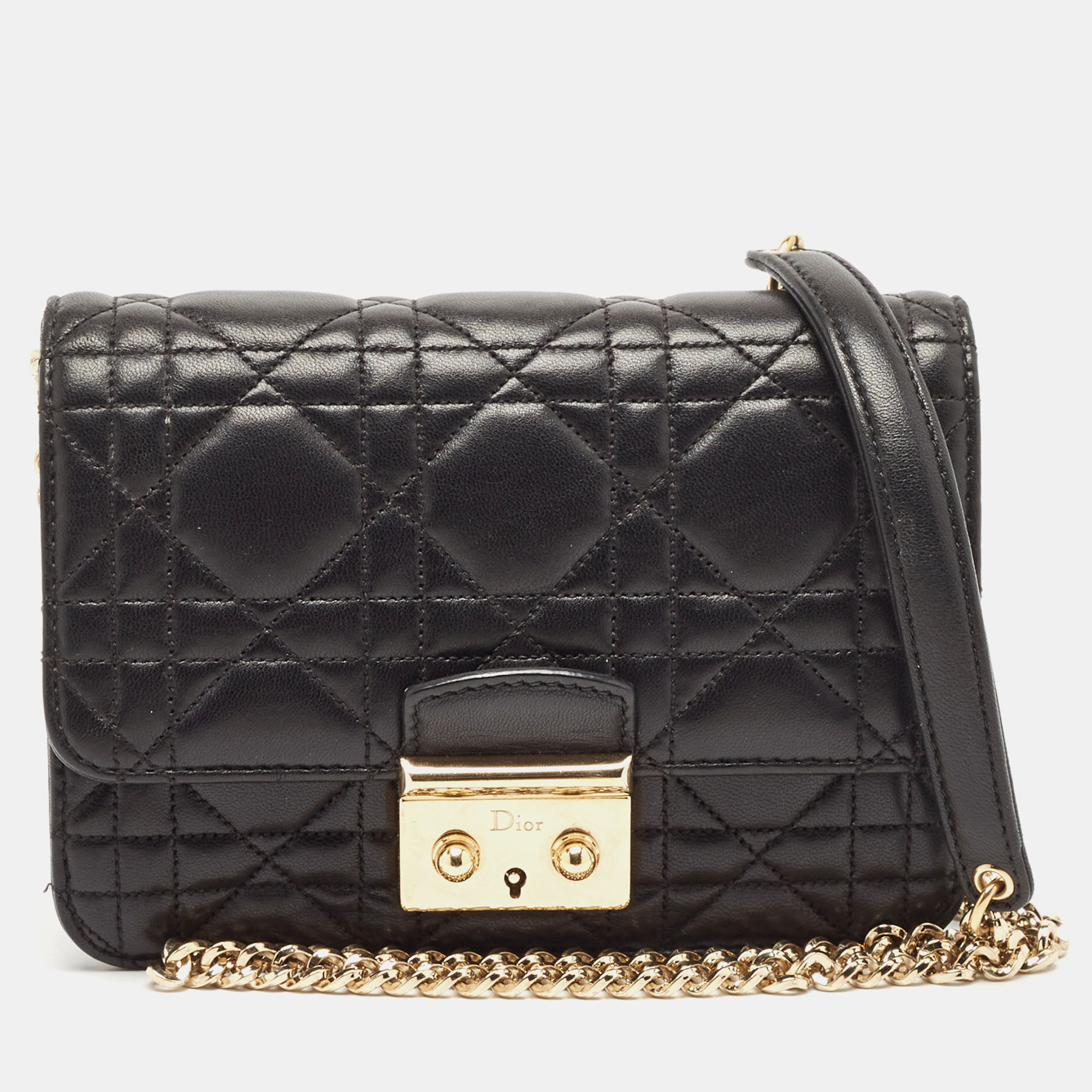 

Dior Black Cannage Leather Mini Miss Dior Shoulder Bag