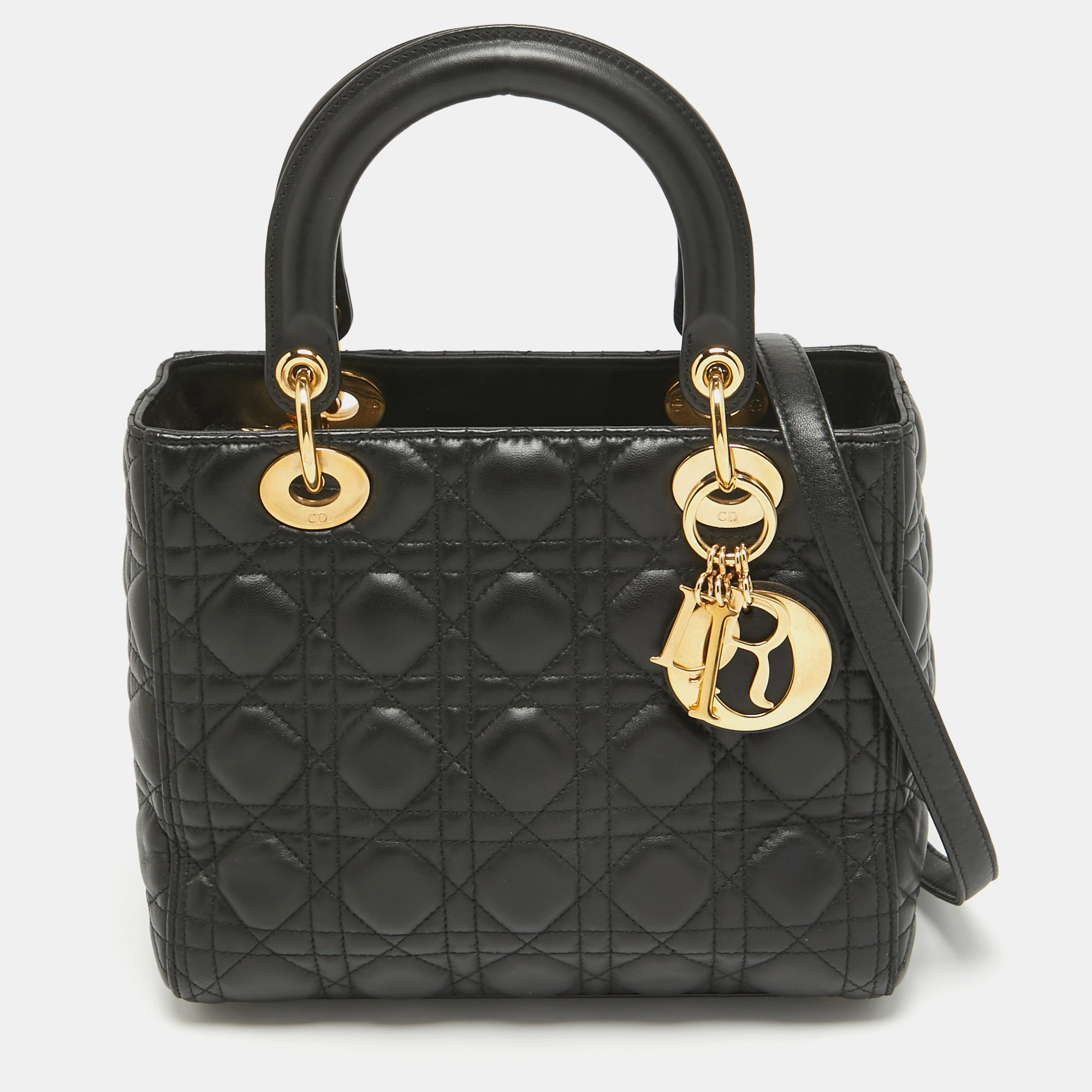 

Dior Black Cannage Leather  Lady Dior Tote