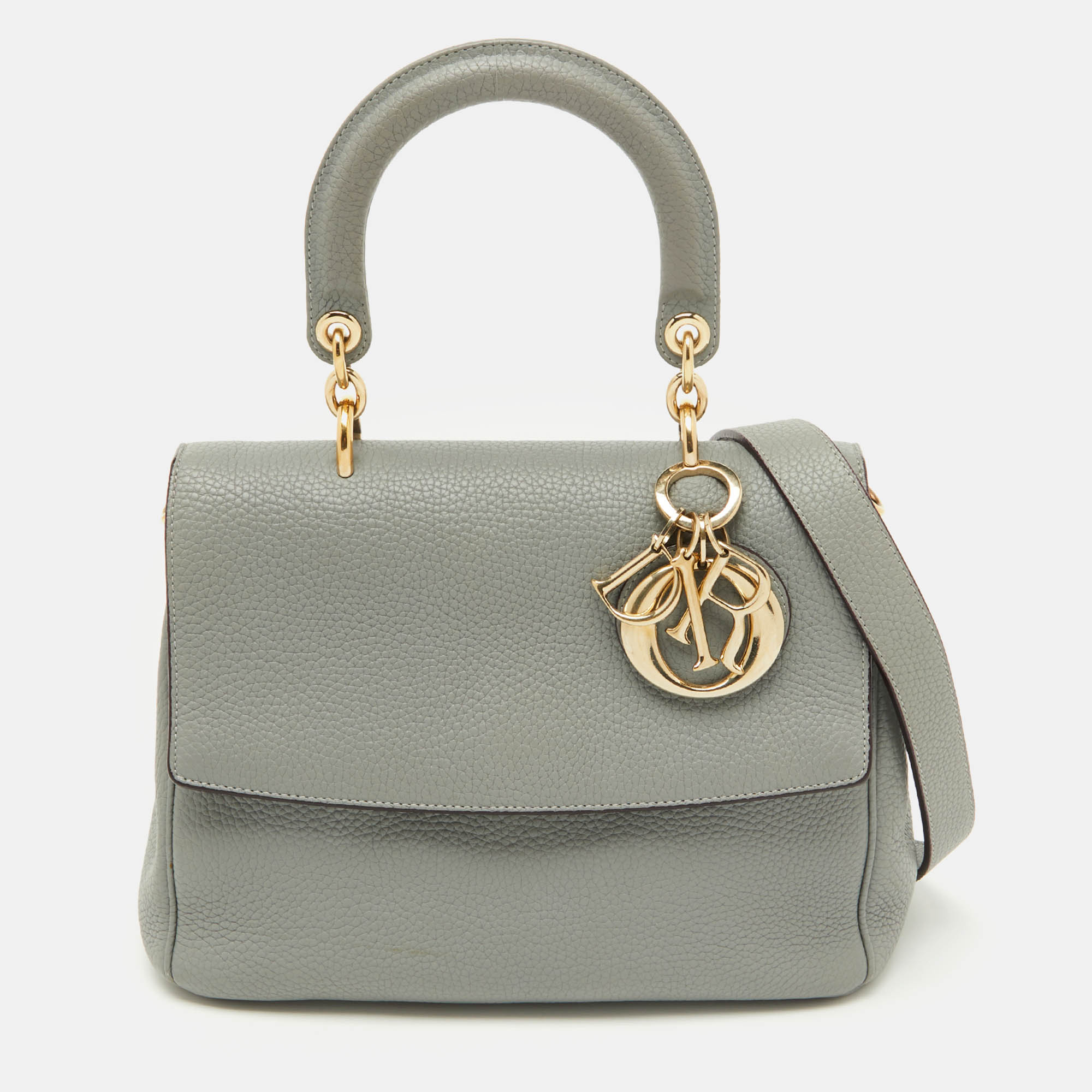 

Dior Grey Leather Small Be Dior Top Handle Bag