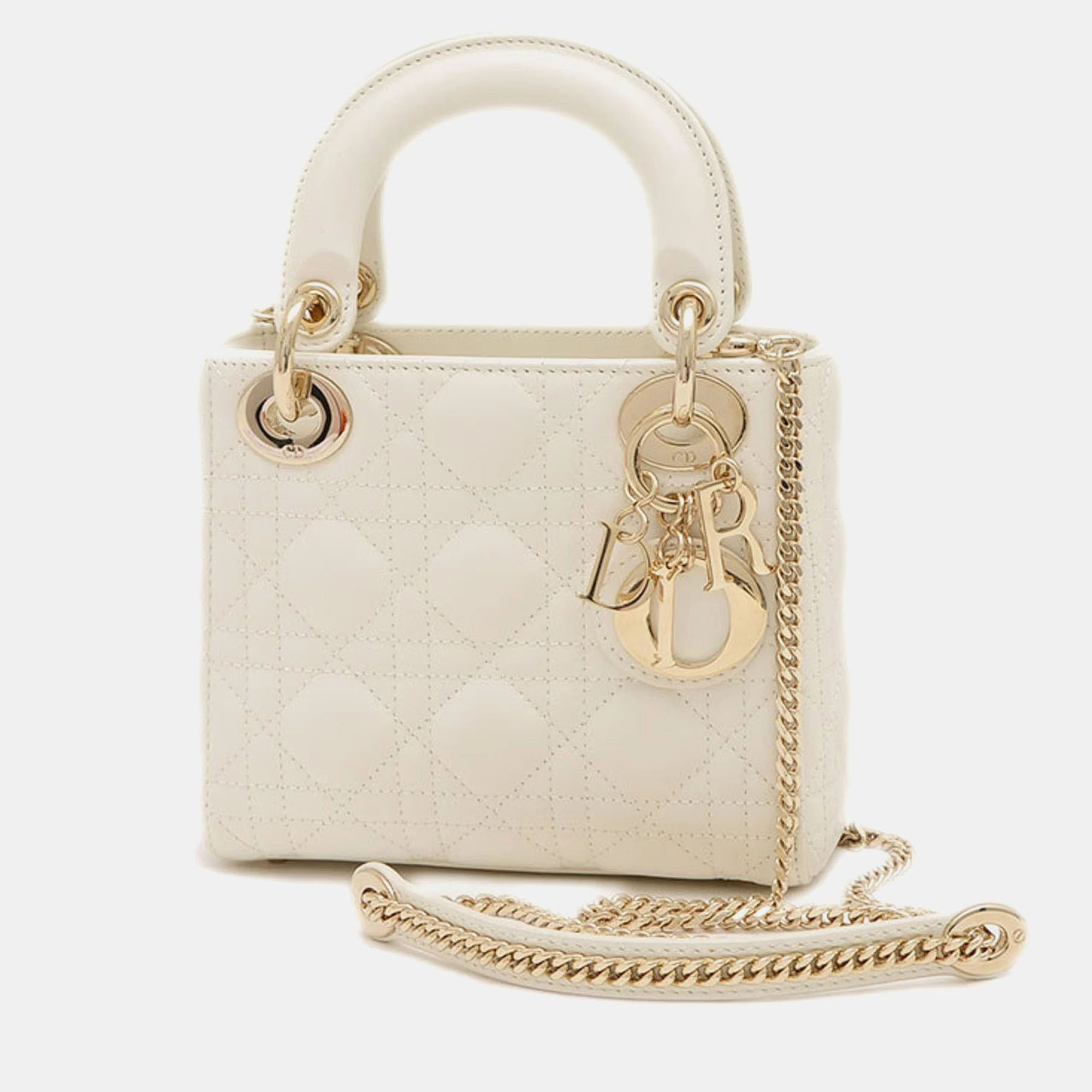 

Christian Dior Lady Chain Shoulder Bag Lambskin White