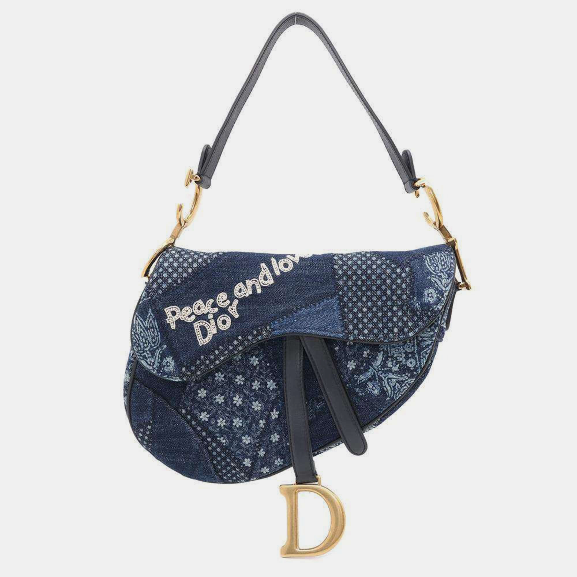 

Christian Dior Saddle Denim Shoulder Bag, Blue