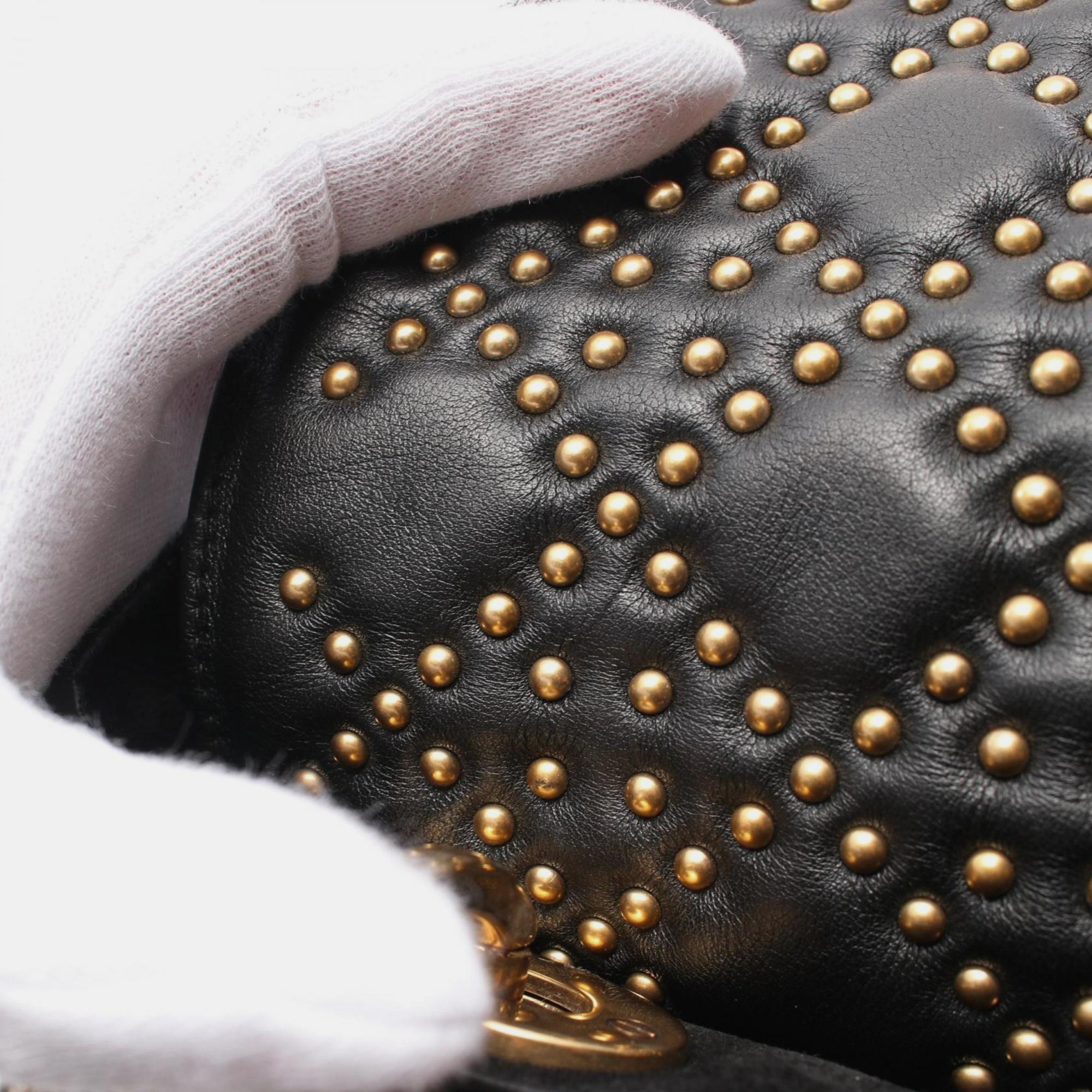 Dior Black Leather Medium Lady Dior Handbag 