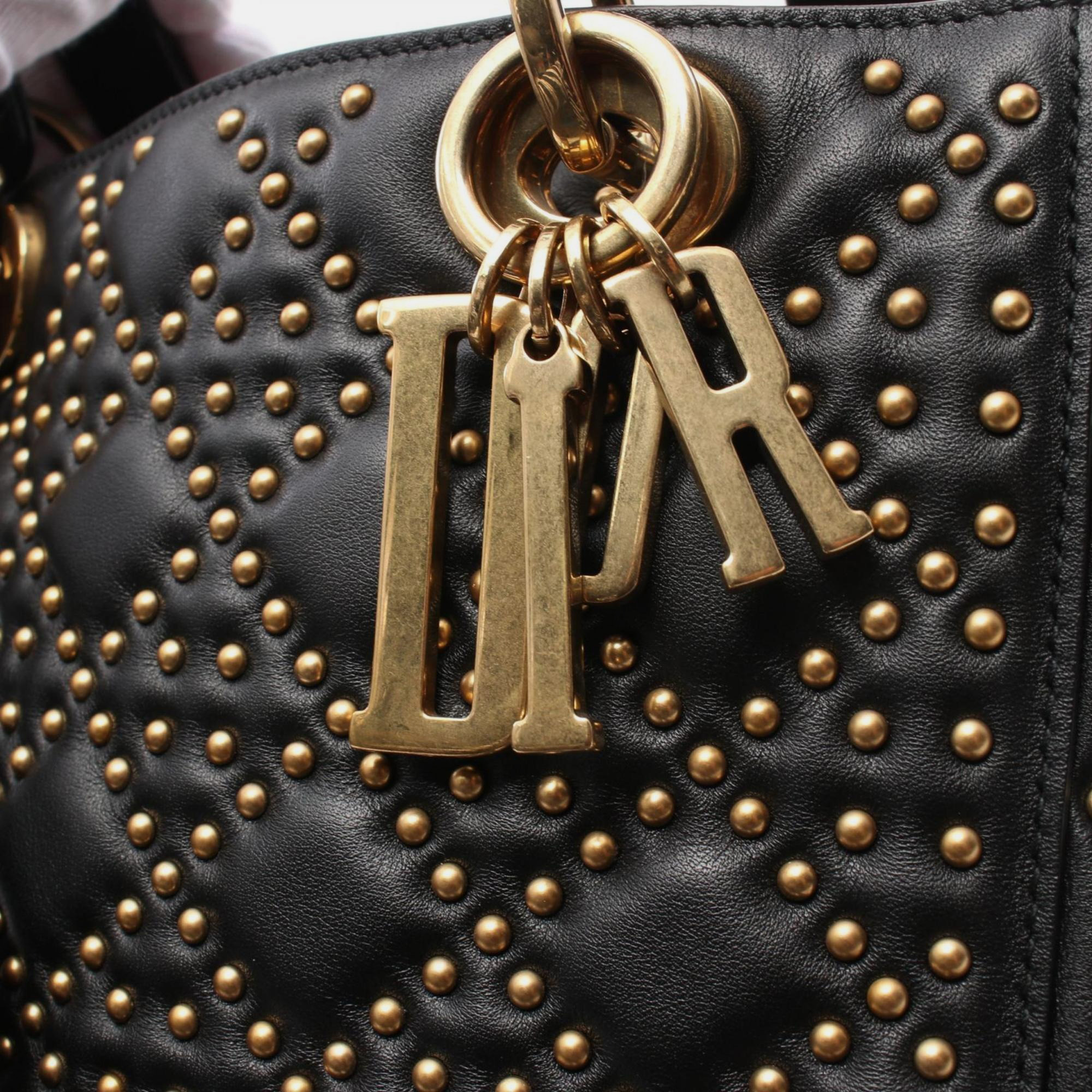 Dior Black Leather Medium Lady Dior Handbag 