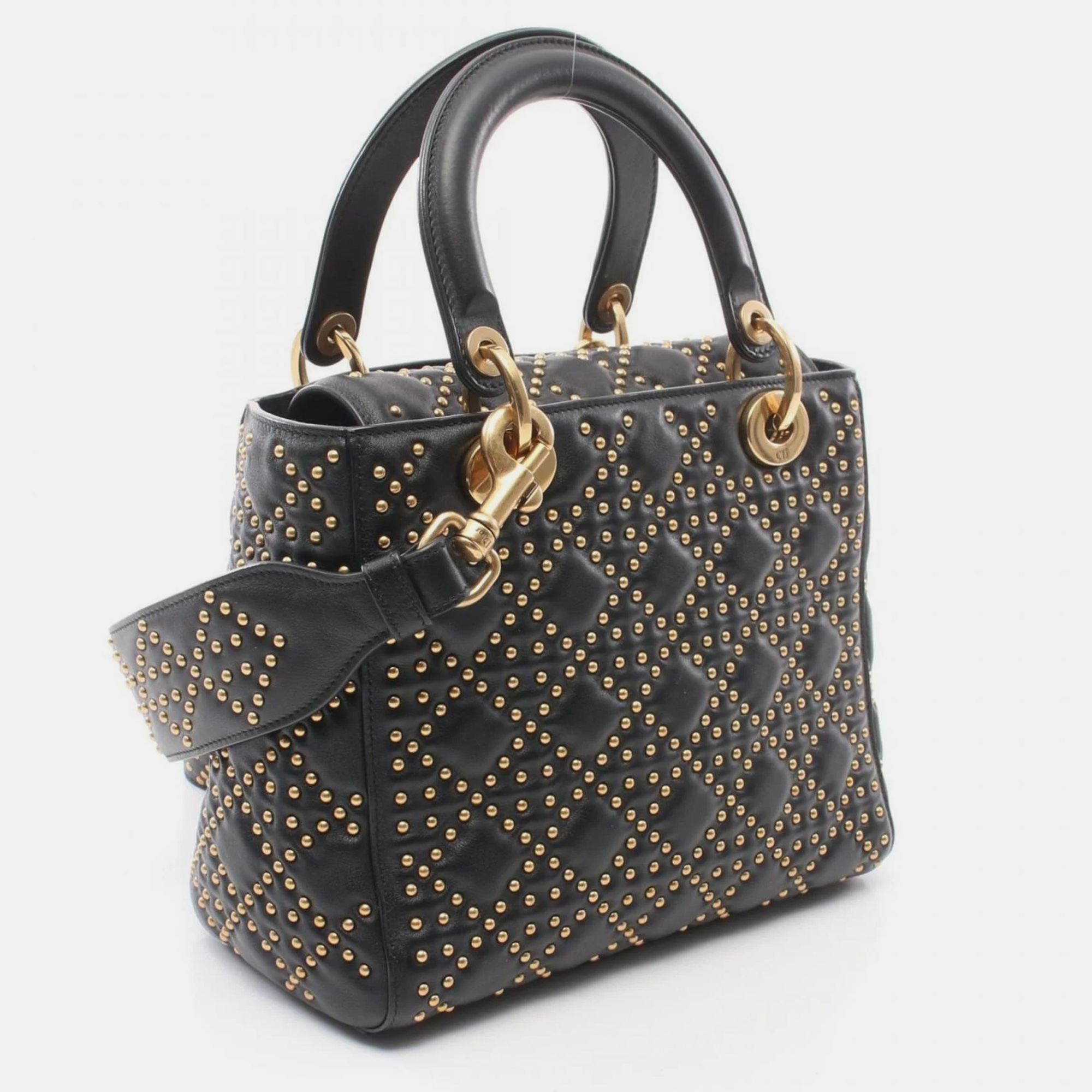 Dior Black Leather Medium Lady Dior Handbag 