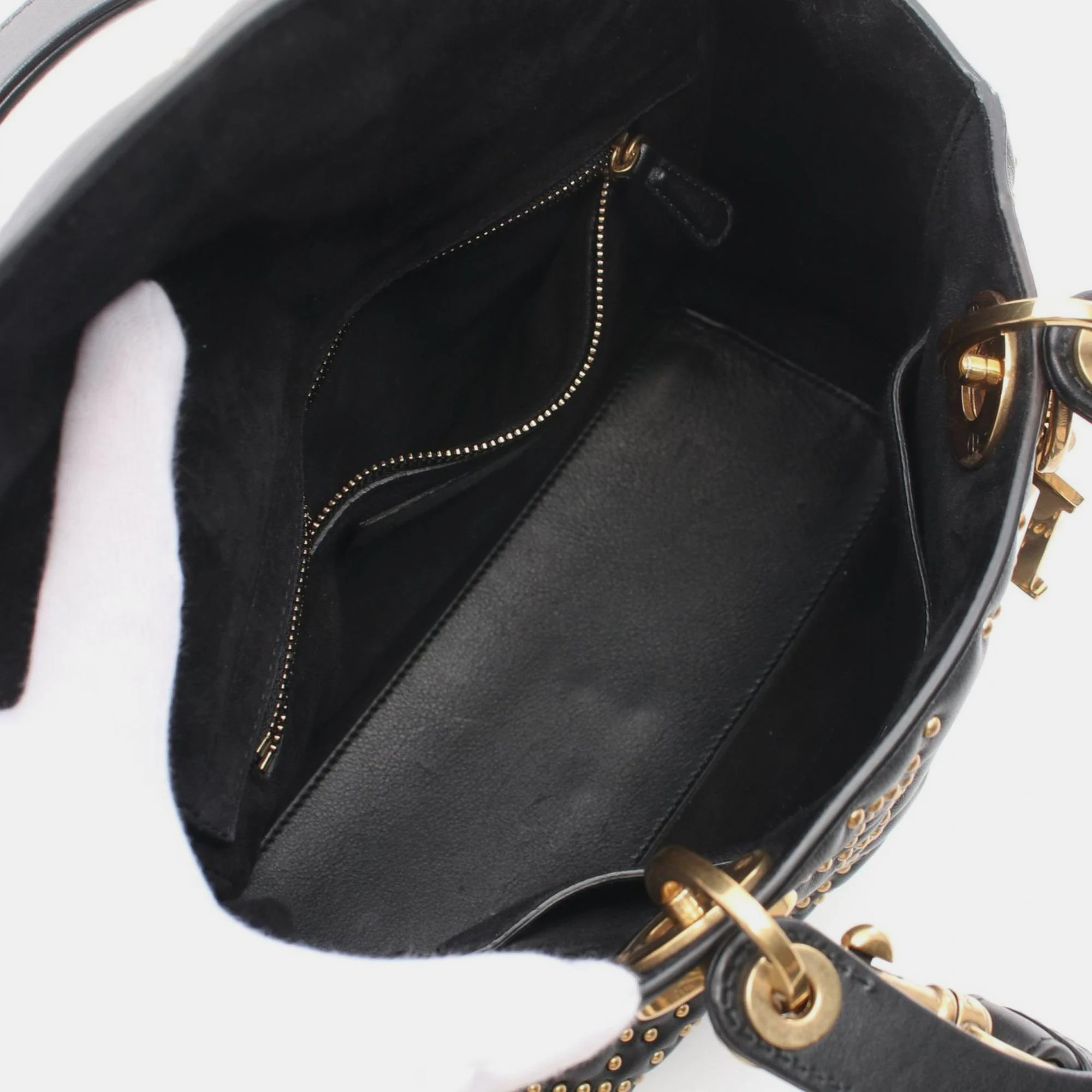 Dior Black Leather Medium Lady Dior Handbag 
